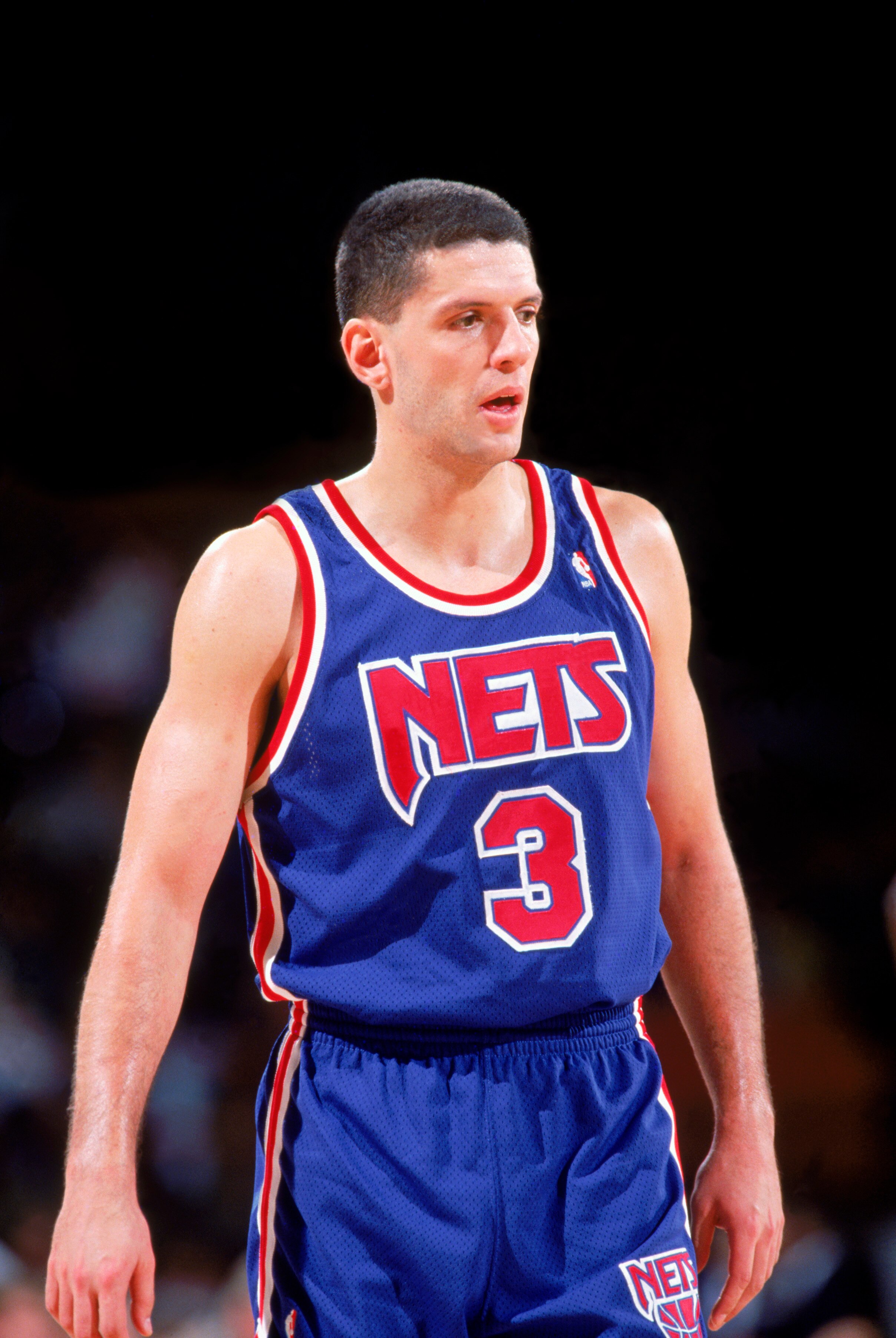 DENVER - 1991-92:  Drazen Petrovic #3 of the New Jersey Nets on the court against the Denver Nuggets during a 1991-92 season game at McNichols Arena in Denver, Colorado. NOTE TO USER: User expressly acknowledges and agress that, by downloading and or usin