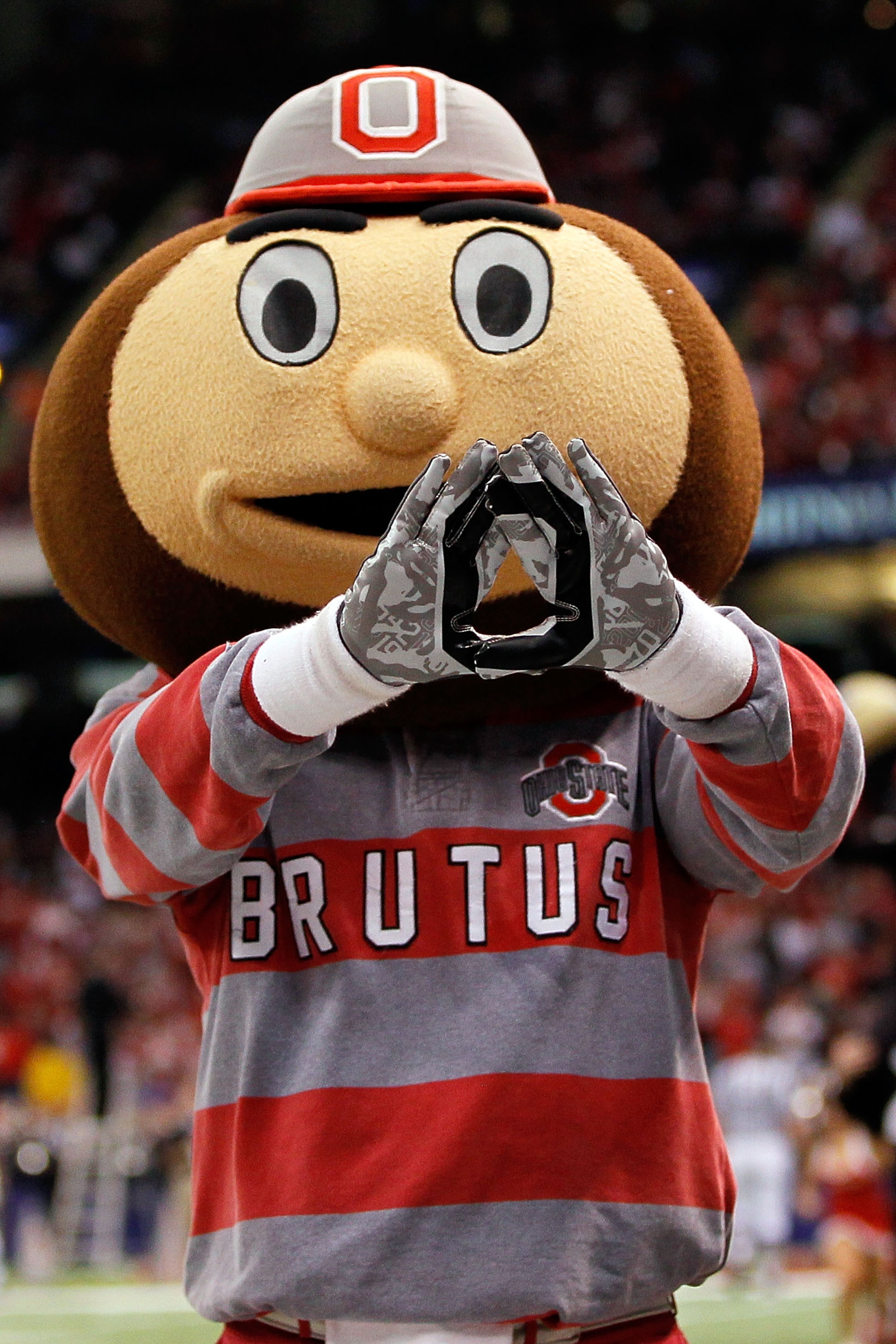 NEW ORLEANS, LA - JANUARY 04: The Ohio State Buckeyes mascot poses in the second quarter against the Arkansas Razorbacks during the Allstate Sugar Bowl at the Louisiana Superdome on January 4, 2011 in New Orleans, Louisiana. (Photo by Kevin C. Cox/Getty NEW ORLEANS, LA - JANUARY 04: The Ohio State Buckeyes mascot poses in the second quarter against the Arkansas Razorbacks during the Allstate Sugar Bowl at the Louisiana Superdome on January 4, 2011 in New Orleans, Louisiana. (Photo by Kevin C. Cox/Getty