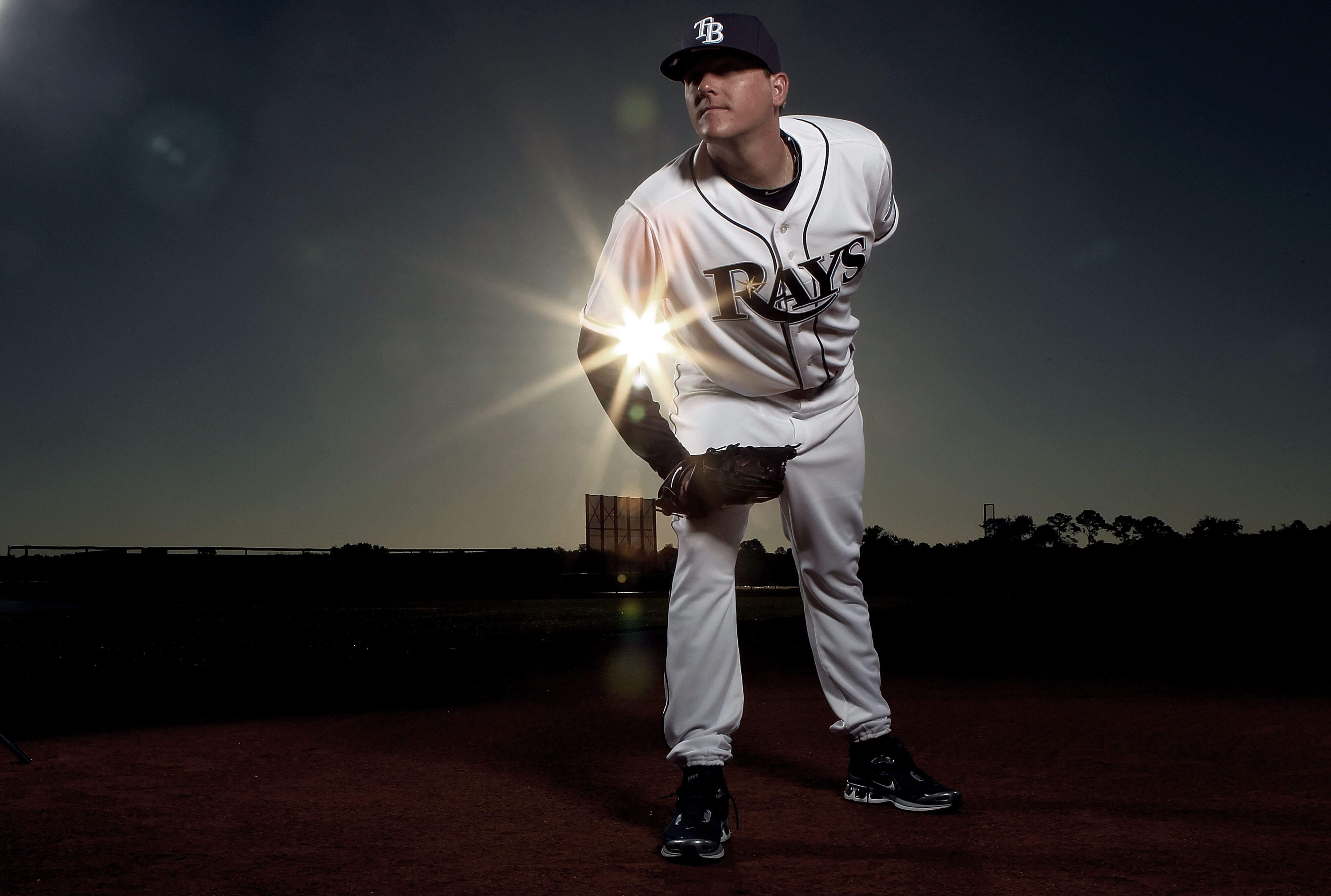 PORT CHARLOTTE, FL - FEBRUARY 26:  (EDITOR'S NOTE: IMAGE HAS BEEN DIGITALLY DESATURATED) Jake McGee #57 of the Tampa Bay Rays poses for a photo during Spring Training Media Photo Day at Charlotte County Sports Park on February 26, 2010 in Port Charlotte,