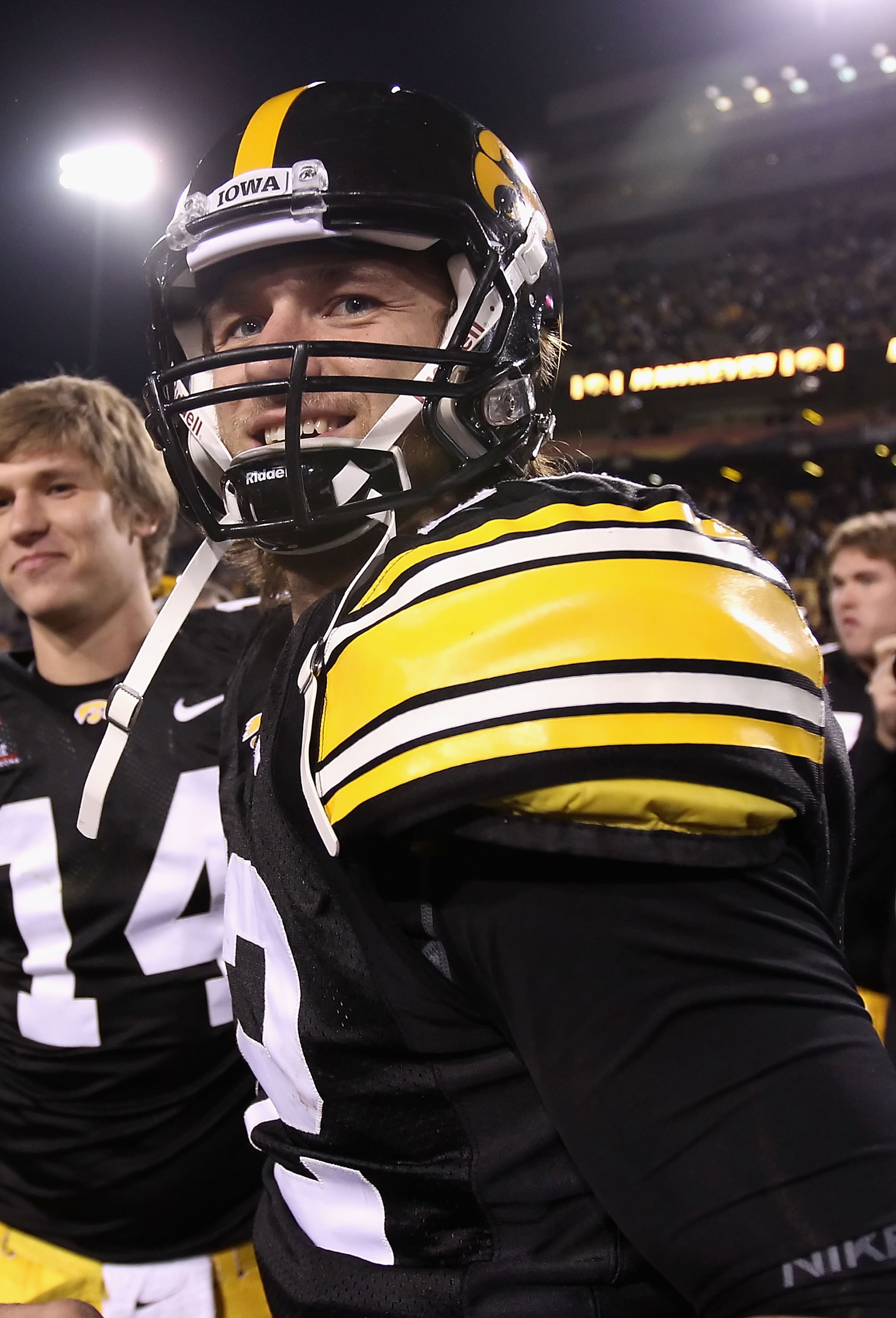 TEMPE, AZ - DECEMBER 28: Quarterback Ricky Stanzi #12 of the Iowa Hawkeyes walks off the field after defeating the Missouri Tigers in the Insight Bowl at Sun Devil Stadium on December 28, 2010 in Tempe, Arizona. The Hawkeyes defeated the Tigers 27-24. ( TEMPE, AZ - DECEMBER 28: Quarterback Ricky Stanzi #12 of the Iowa Hawkeyes walks off the field after defeating the Missouri Tigers in the Insight Bowl at Sun Devil Stadium on December 28, 2010 in Tempe, Arizona. The Hawkeyes defeated the Tigers 27-24. (