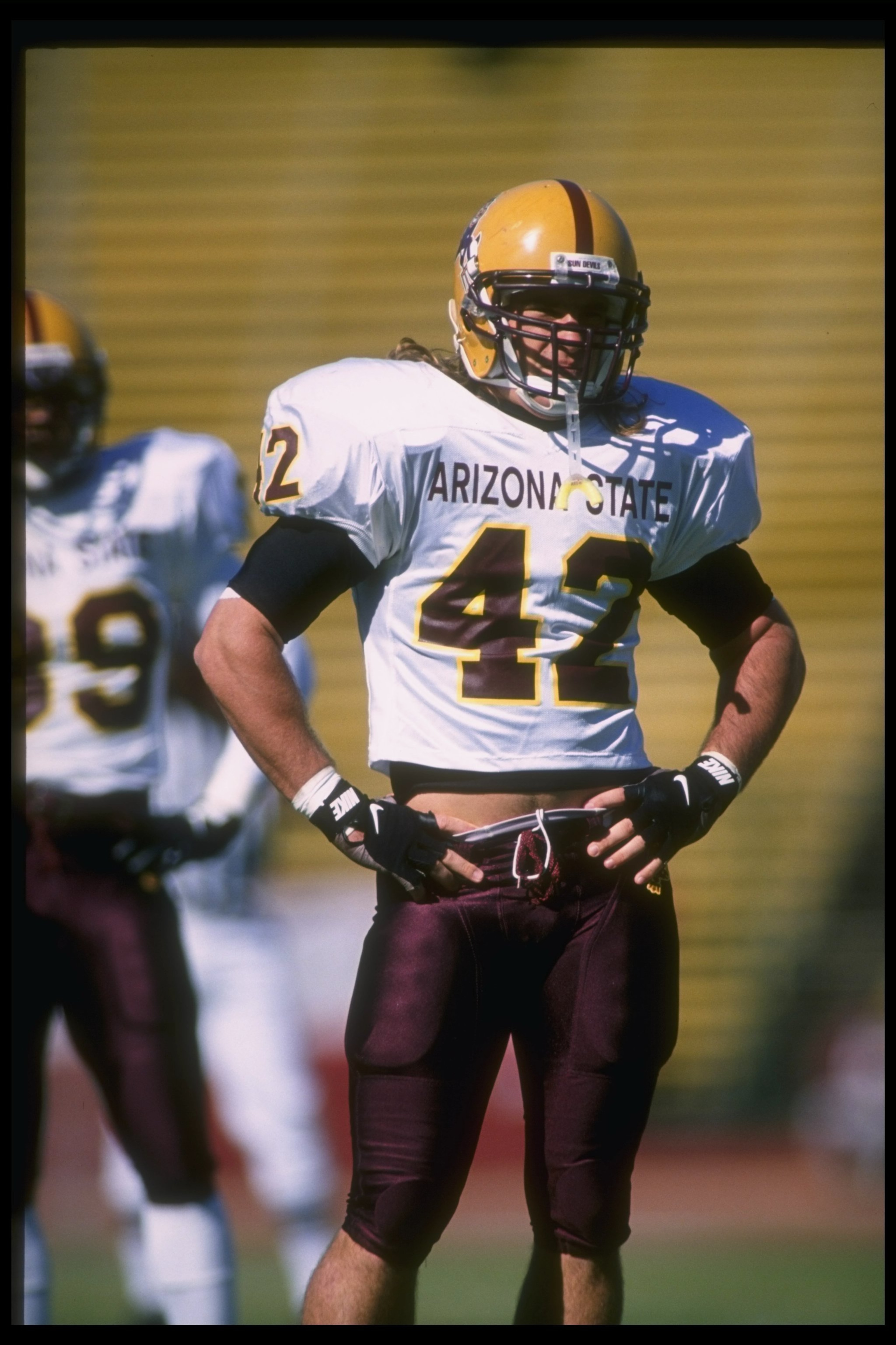 26 Oct 1996: Linebacker Pat Tillman of the Arizona State Sun Devils looks on during a game against the Stanford Cardinal at Stanford Stadium in Stanford, California. Arizona State won the game, 41-9.