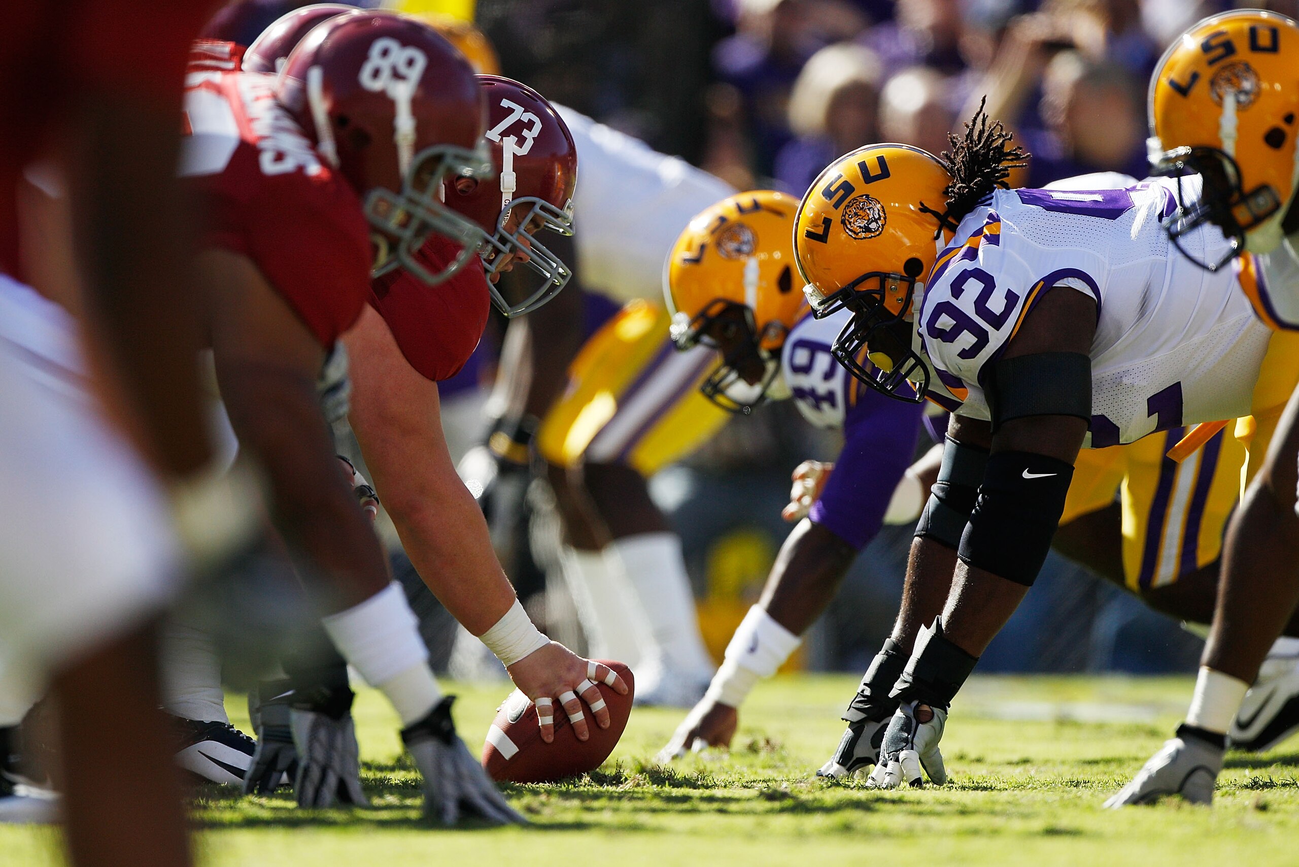 BATON ROUGE, LA - NOVEMBER 06:  Drake Nevis #92 of the Louisiana State University Tigers in action during the game against the Alabama Crimson Tide  at Tiger Stadium on November 6, 2010 in Baton Rouge, Louisiana.  (Photo by Chris Graythen/Getty Images)