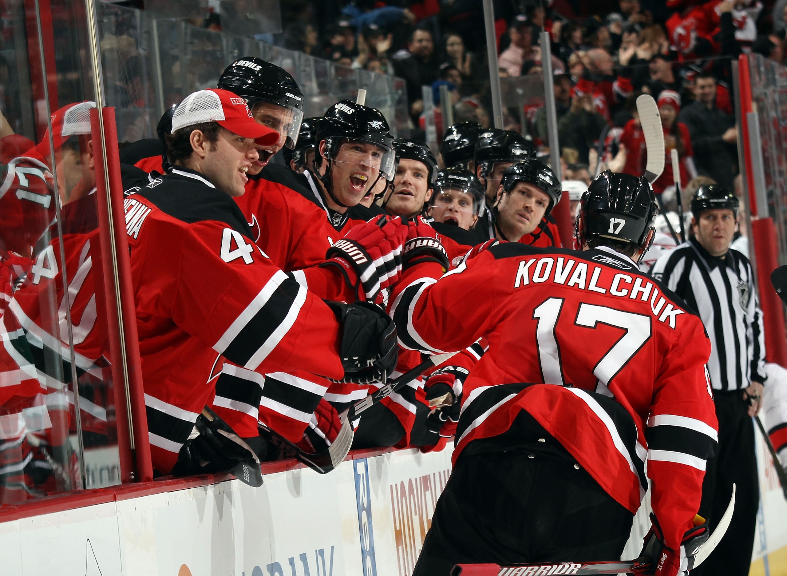 NEWARK, NJ - FEBRUARY 16: Ilya Kovalchuk #17 of the New Jersey Devils scores at 5:41 of the second period against the Carolina Hurricanes at the Prudential Center on February 16, 2011 in Newark, New Jersey.  (Photo by Bruce Bennett/Getty Images)