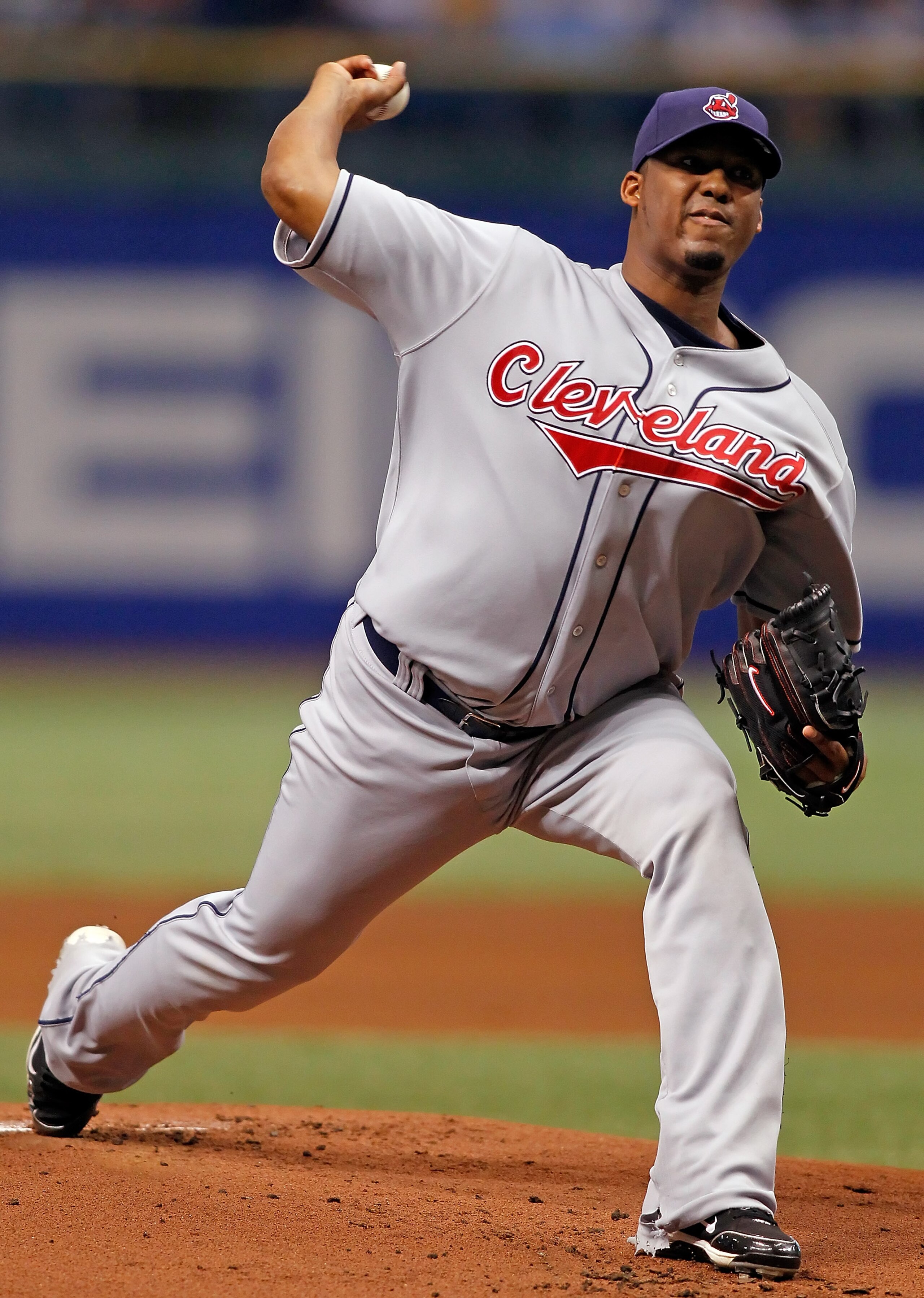 ST PETERSBURG, FL - MAY 17: Pitcher Fausto Carmona #55 of the Cleveland Indians pitches against the Tampa Bay Rays during the game at Tropicana Field on May 17, 2010 in St. Petersburg, Florida. (Photo by J. Meric/Getty Images) ST PETERSBURG, FL - MAY 17: Pitcher Fausto Carmona #55 of the Cleveland Indians pitches against the Tampa Bay Rays during the game at Tropicana Field on May 17, 2010 in St. Petersburg, Florida. (Photo by J. Meric/Getty Images)