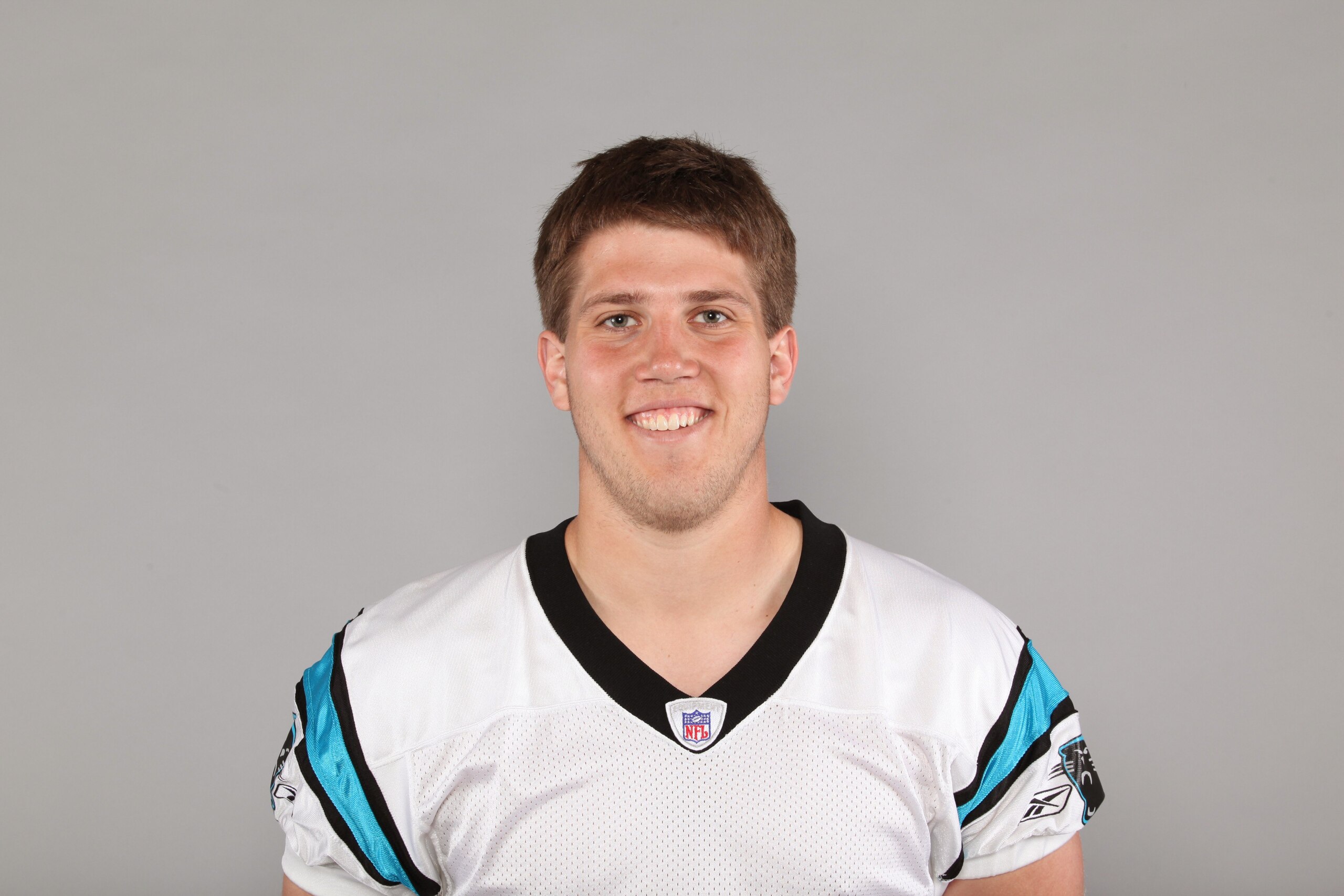 CHARLOTTE, NC - 2009:  J.J. Jansen of the Carolina Panthers poses for his 2009 NFL headshot at photo day in Charlotte, North Carolina. (Photo by NFL Photos)