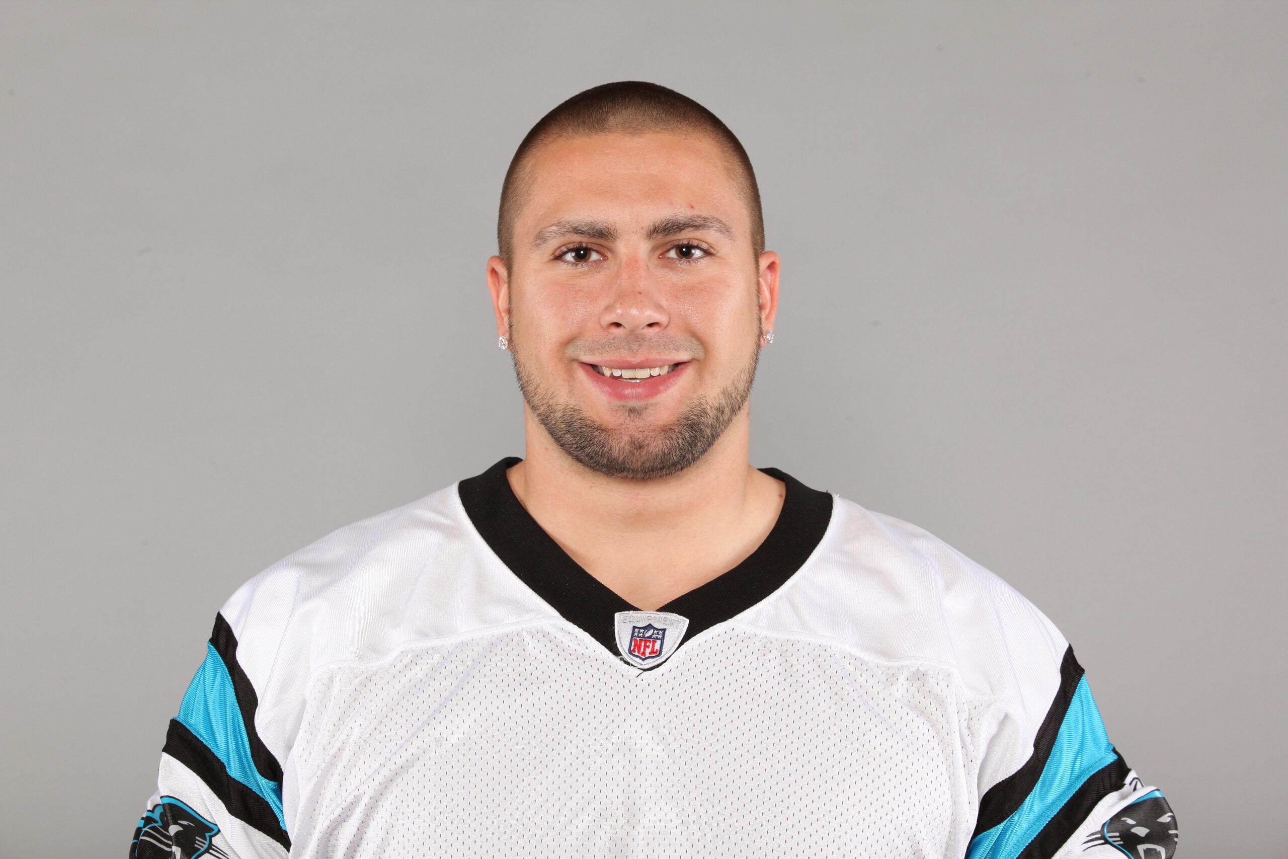 CHARLOTTE, NC - 2009:  Nick Hayden of the Carolina Panthers poses for his 2009 NFL headshot at photo day in Charlotte, North Carolina. (Photo by NFL Photos)