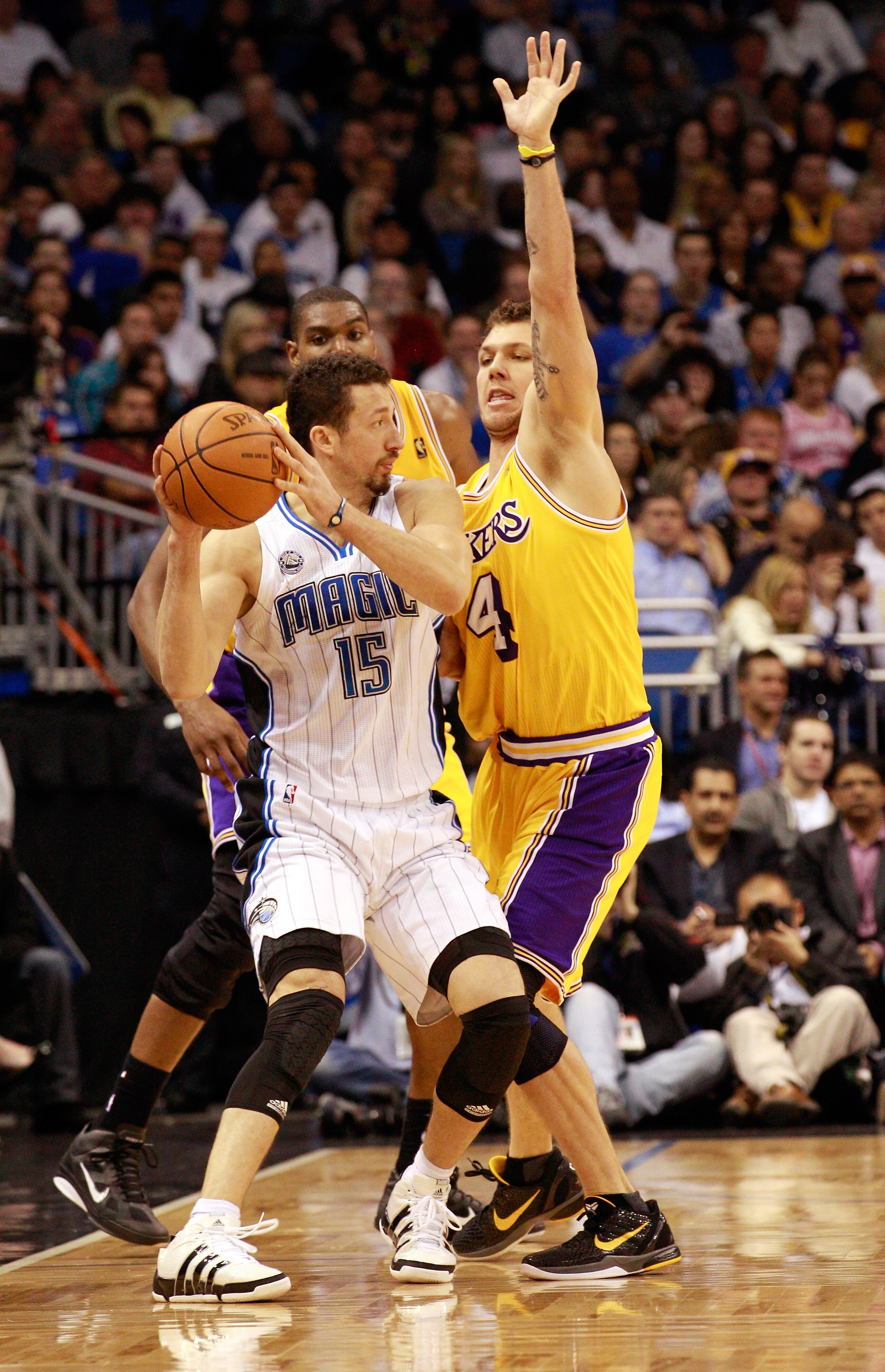 ORLANDO, FL - FEBRUARY 13: Hedo Turkoglu #15 of the Orlando Magic is guarded by Luke Walton #4 of the Los Angeles Lakers during the game at Amway Arena on February 13, 2011 in Orlando, Florida. NOTE TO USER: User expressly acknowledges and agrees that, ORLANDO, FL - FEBRUARY 13: Hedo Turkoglu #15 of the Orlando Magic is guarded by Luke Walton #4 of the Los Angeles Lakers during the game at Amway Arena on February 13, 2011 in Orlando, Florida. NOTE TO USER: User expressly acknowledges and agrees that,