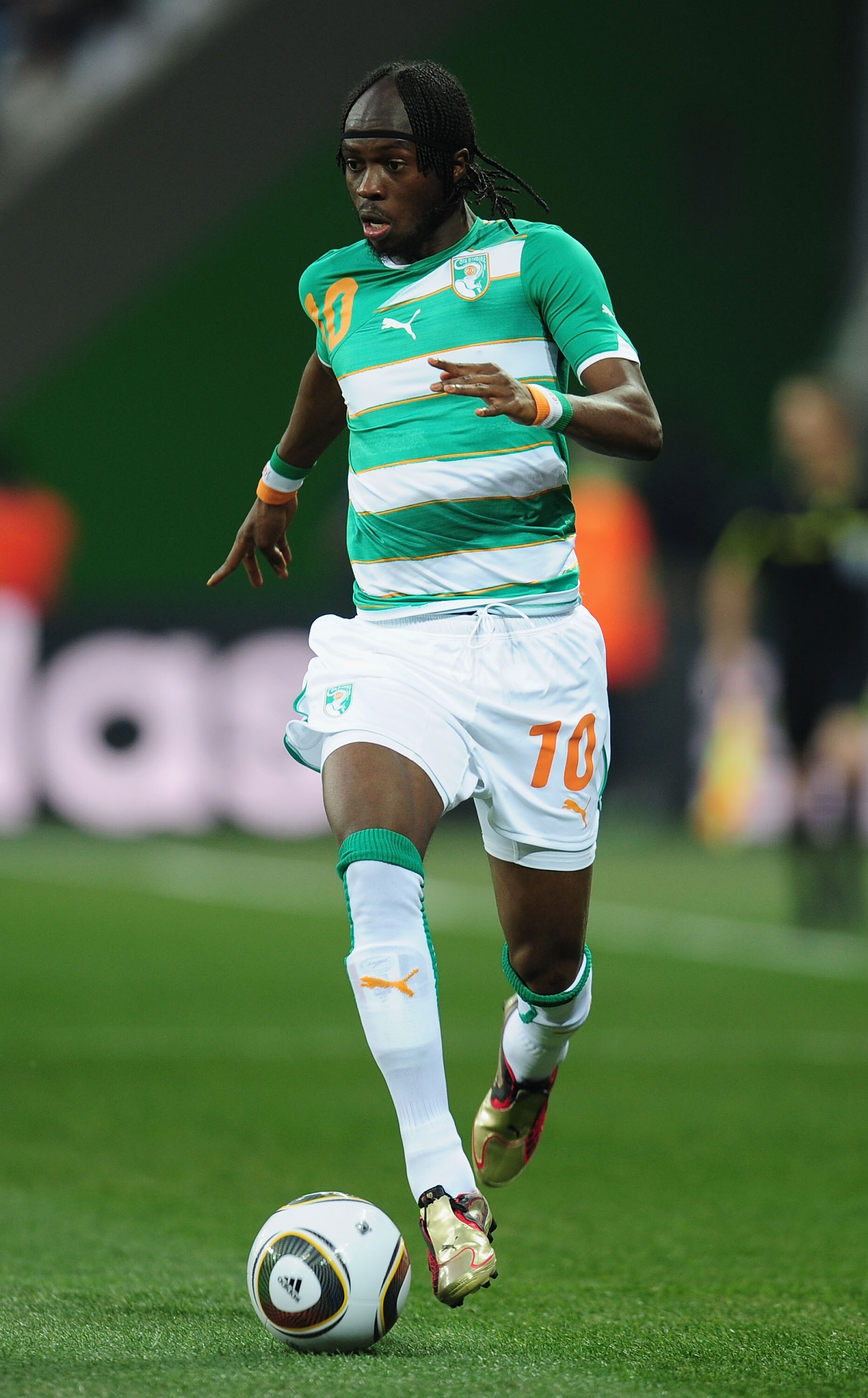 NELSPRUIT, SOUTH AFRICA - JUNE 25:  Gervinho of the Ivory Coast controls the ball during the 2010 FIFA World Cup South Africa Group G match between North Korea and Ivory Coast at the Mbombela Stadium on June 25, 2010 in Nelspruit, South Africa.  (Photo by