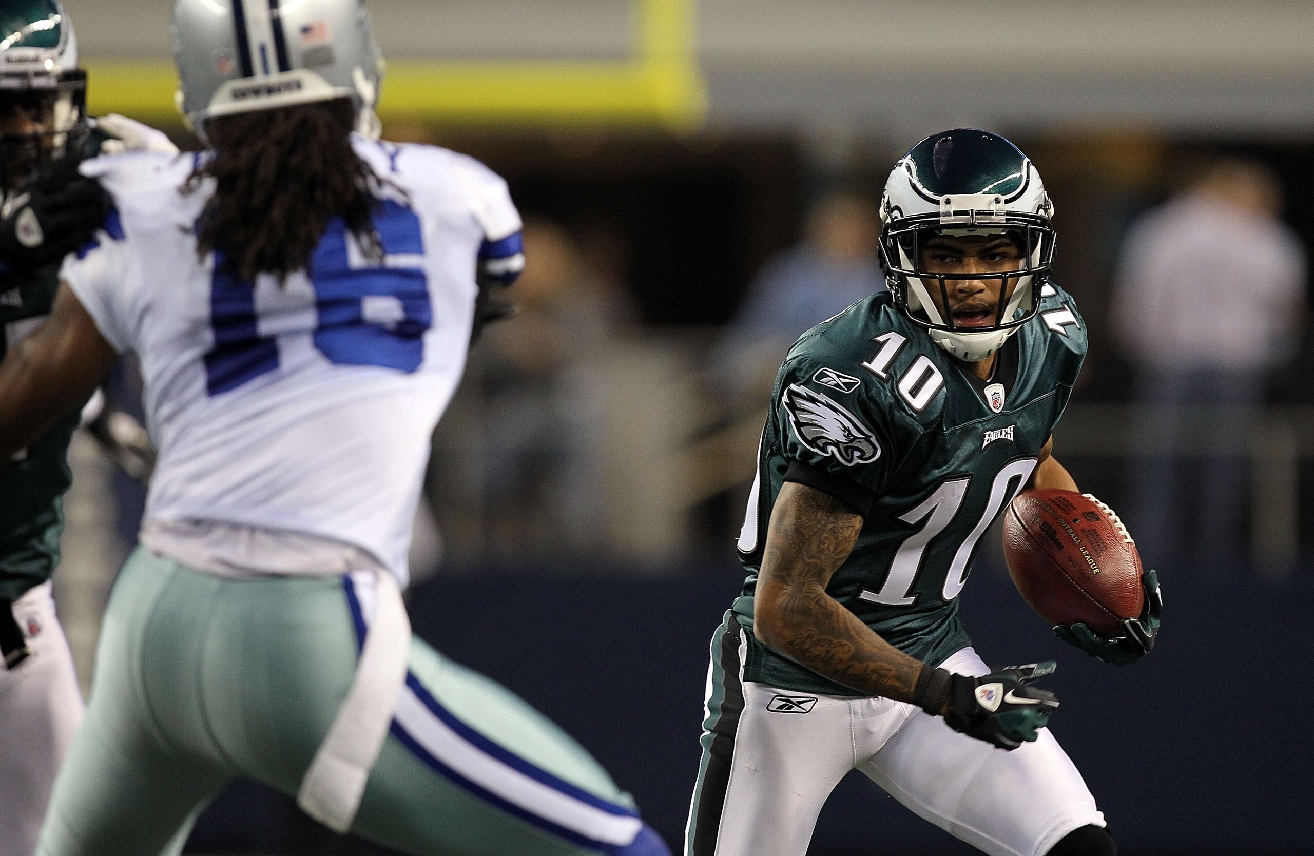 ARLINGTON, TX - DECEMBER 12: Wide receiver DeSean Jackson #10 of the Philadelphia Eagles at Cowboys Stadium on December 12, 2010 in Arlington, Texas. (Photo by Ronald Martinez/Getty Images) ARLINGTON, TX - DECEMBER 12: Wide receiver DeSean Jackson #10 of the Philadelphia Eagles at Cowboys Stadium on December 12, 2010 in Arlington, Texas. (Photo by Ronald Martinez/Getty Images)