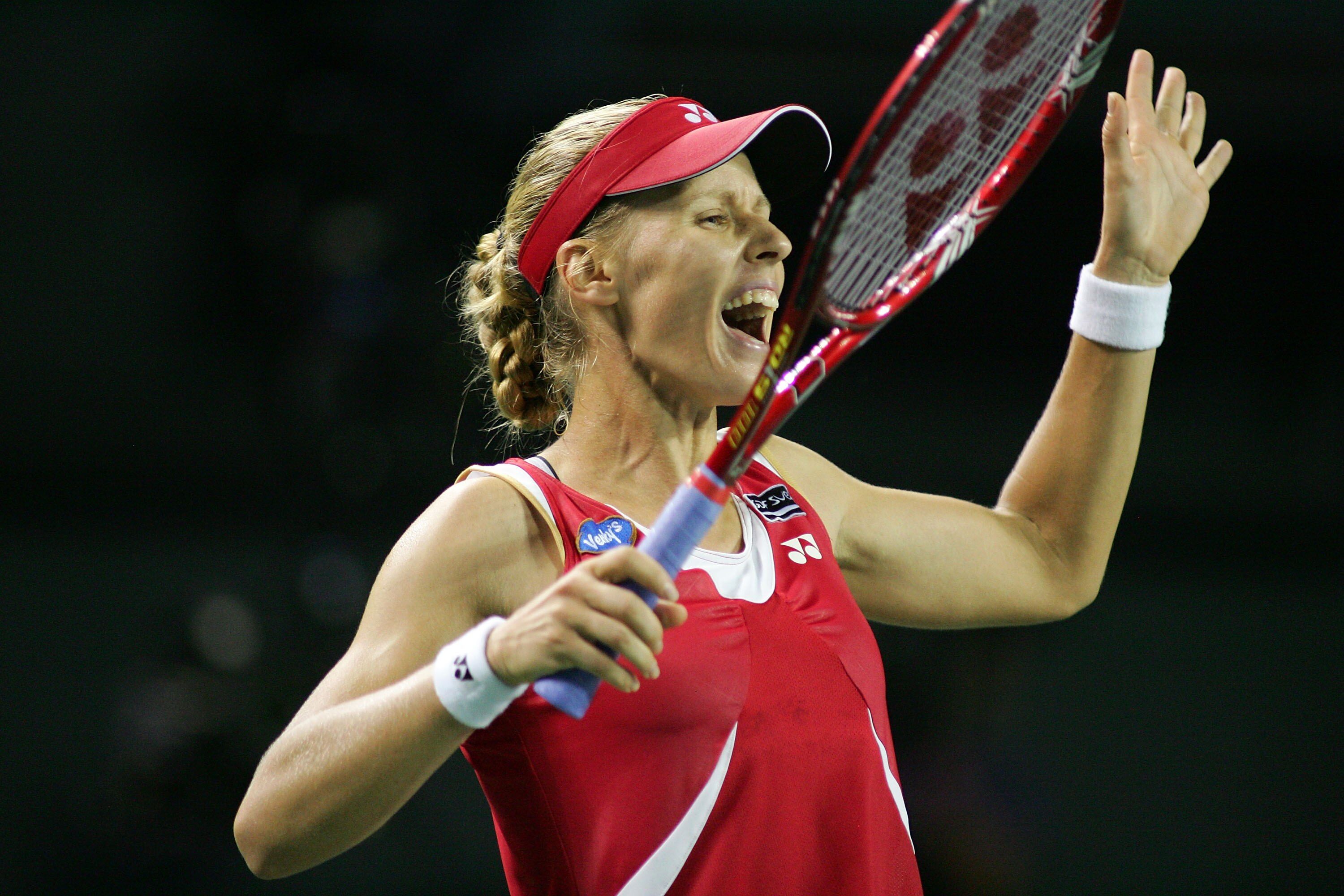 TOKYO - OCTOBER 01:  Elena Dementieva of Russia celebrates the win in the Women's semi final match against Francesca Schiavone of Italy on day six of the Toray Pan Pacific Open at Ariake Colosseum on October 1, 2010 in Tokyo, Japan.  (Photo by Koji Watana