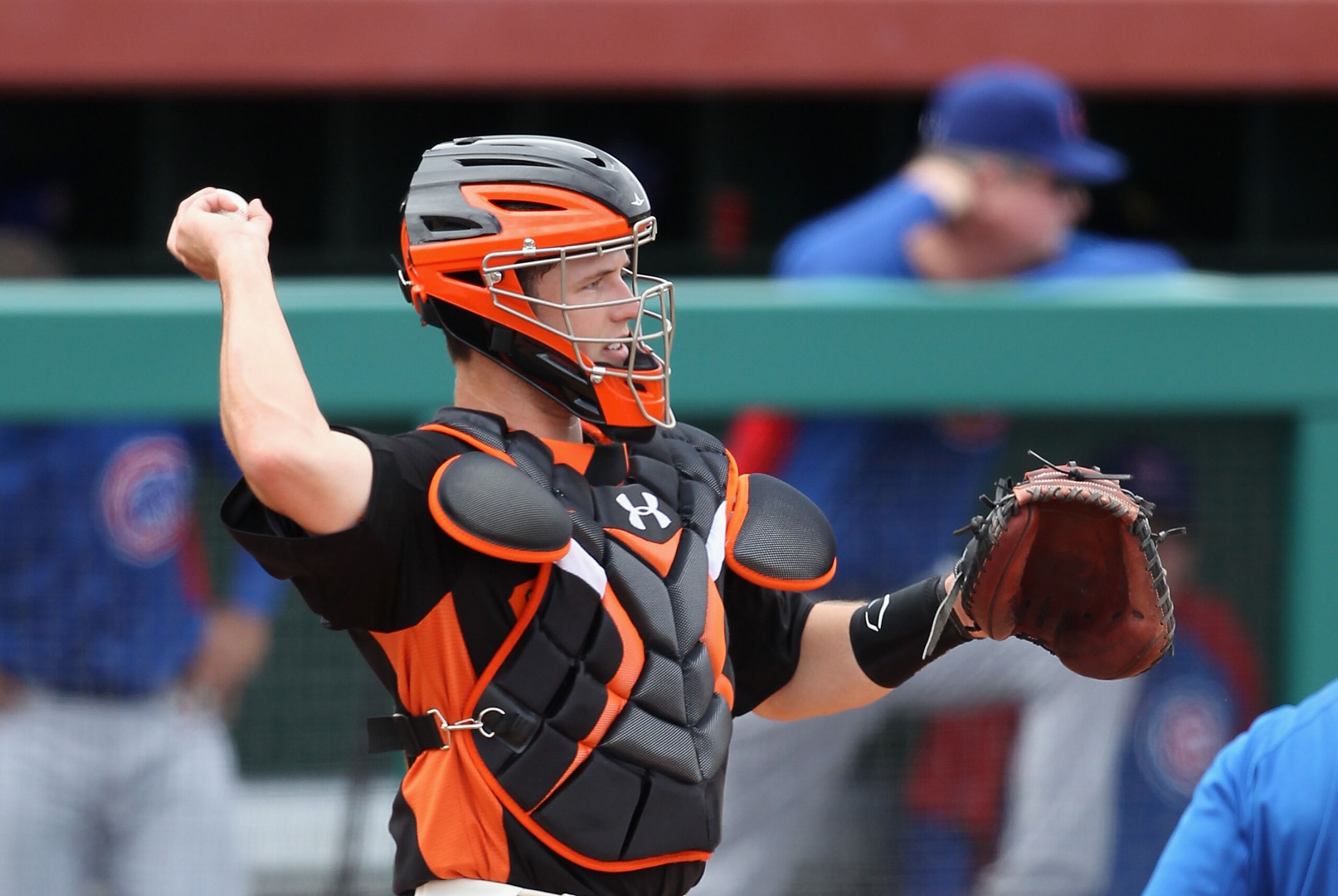 SCOTTSDALE, AZ - MARCH 01:  Catcher Buster Posey #28 of the San Francisco Giants in action during the spring training game against the Chicago Cubs at Scottsdale Stadium on March 1, 2011 in Scottsdale, Arizona.  (Photo by Christian Petersen/Getty Images)