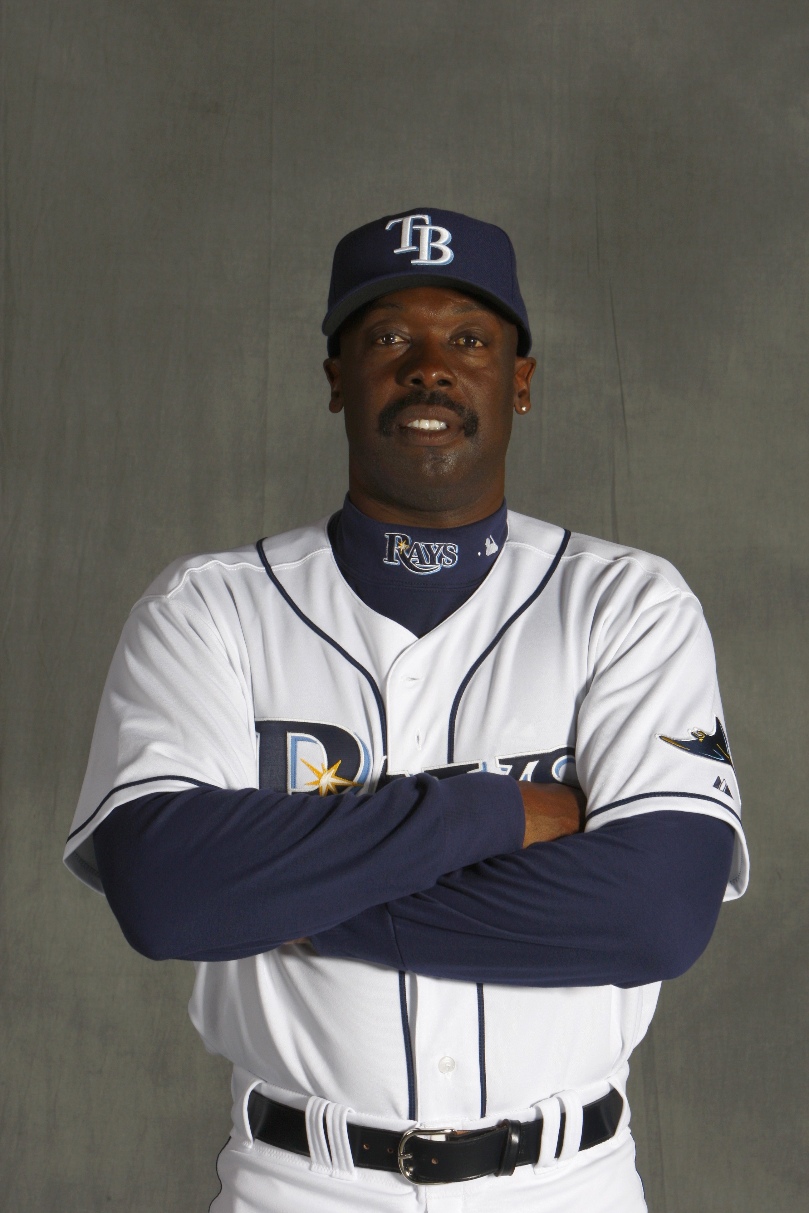 ST. PETERSBURG, FL - FEBRUARY 22:  George Hendrick of the Tampa Bay Rays poses during Photo Day on February 22, 2008 at the Raymond A. Naimoli Baseball Complex in St. Petersburg, Florida. (Photo by Nick Laham/Getty Images)