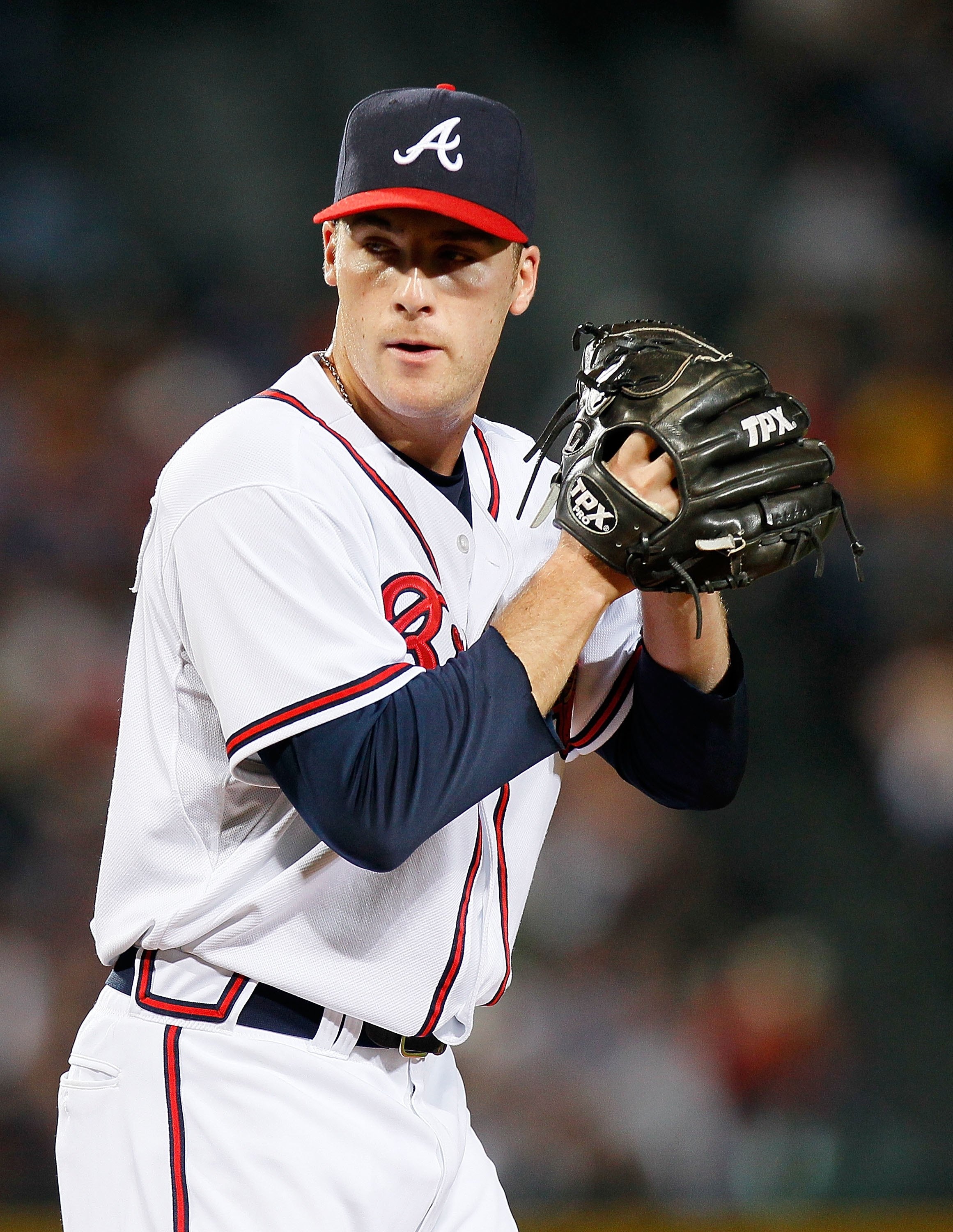 ATLANTA - JUNE 25:  Pitcher Eric O'Flaherty #34 of the Atlanta Braves against the Detroit Tigers at Turner Field on June 25, 2010 in Atlanta, Georgia.  (Photo by Kevin C. Cox/Getty Images)