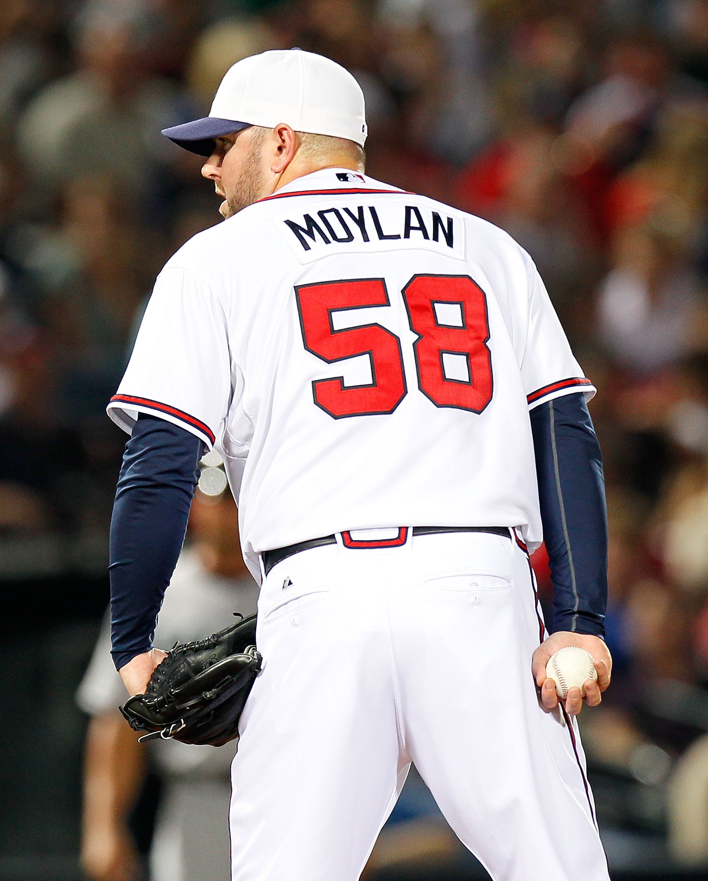 ATLANTA - JULY 02:  Pitcher Peter Moylan #58 of the Atlanta Braves against the Florida Marlins at Turner Field on July 2, 2010 in Atlanta, Georgia.  (Photo by Kevin C. Cox/Getty Images)