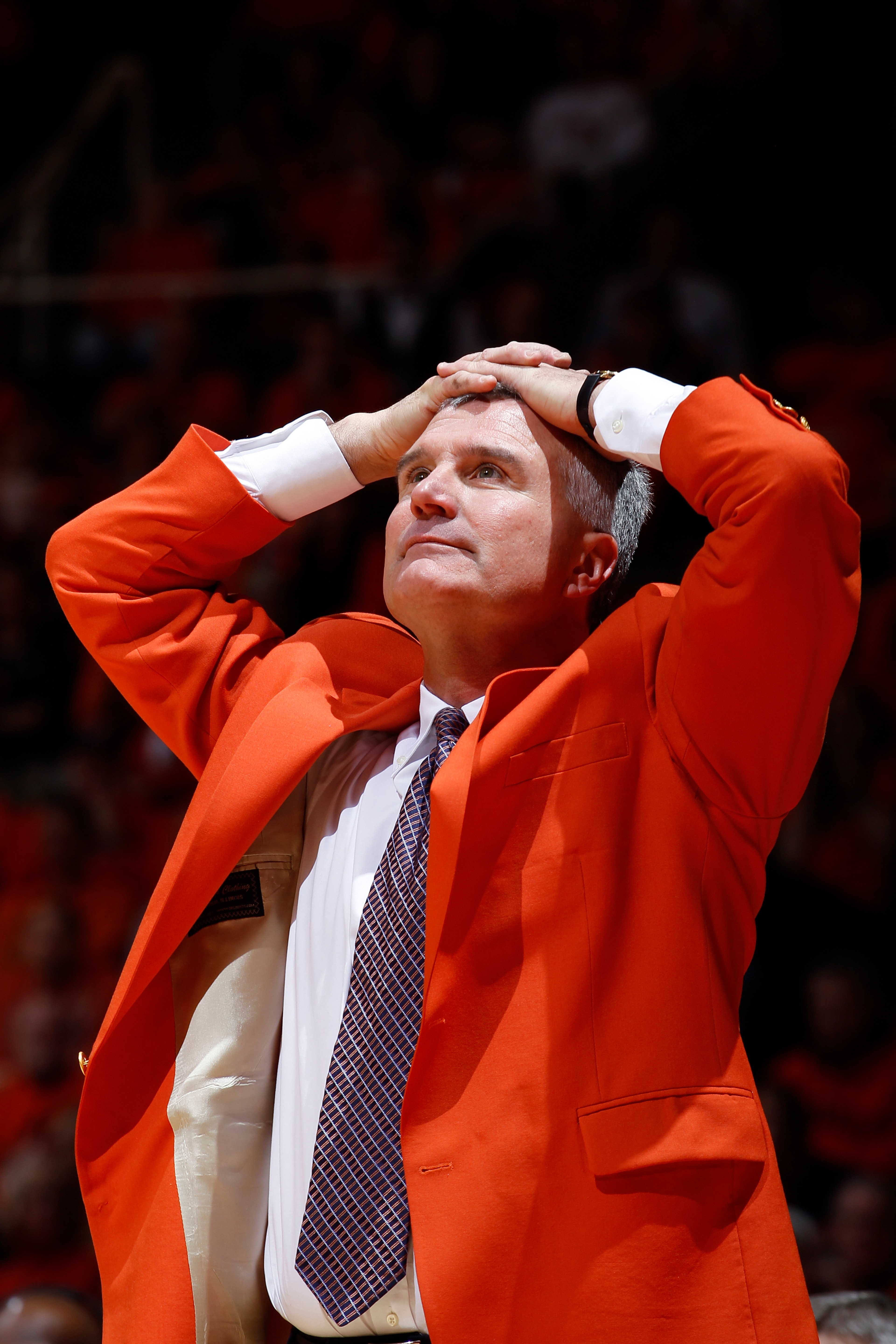 CHAMPAIGN, IL - JANUARY 22: Illinois Fighting Illini head coach Bruce Weber looks on in the first half against the Ohio State Buckeyes at Assembly Hall on January 22, 2011 in Champaign, Illinois. (Photo by Joe Robbins/Getty Images)