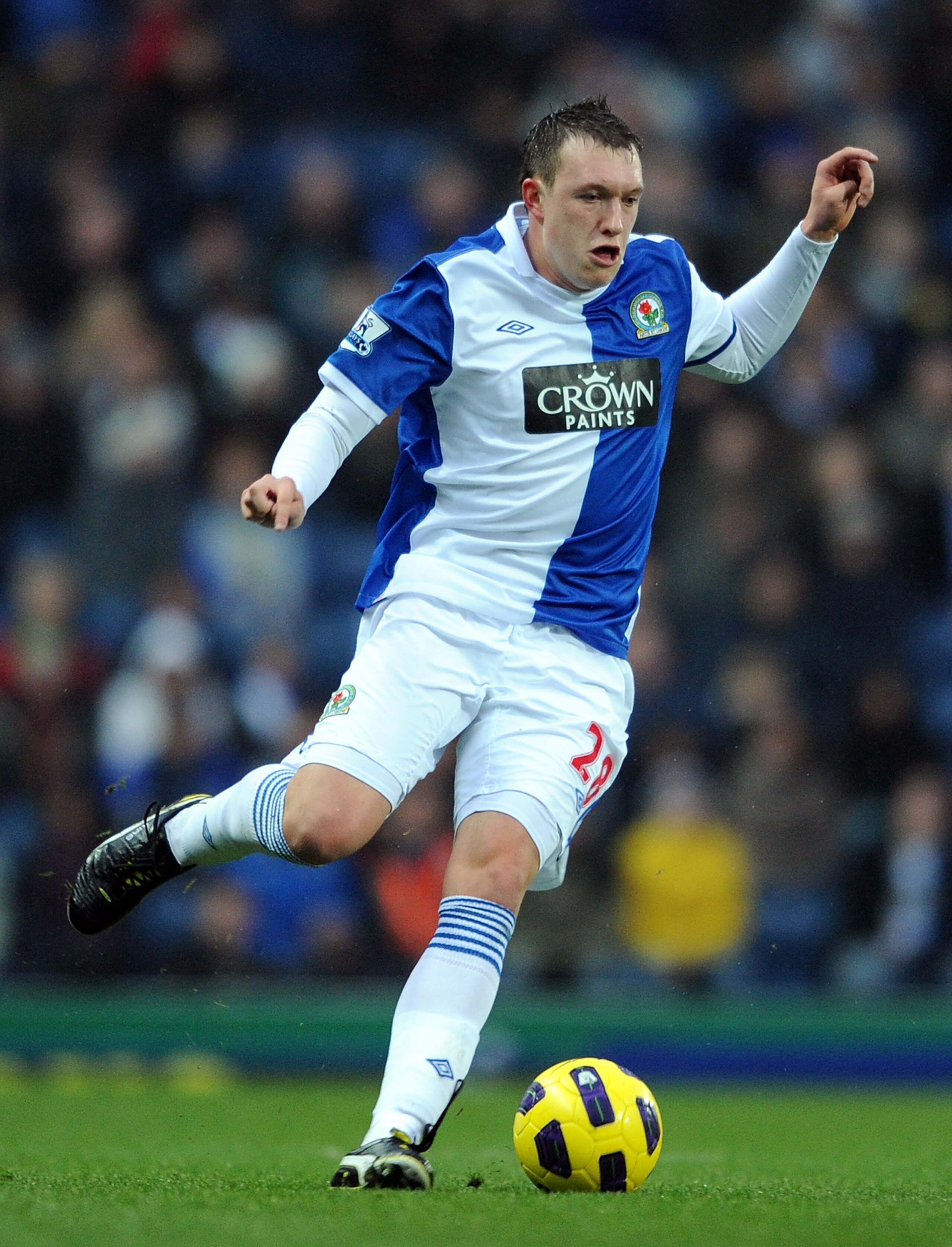 BLACKBURN, ENGLAND - DECEMBER 04:  Phil Jones of Blackburn Rovers in action during the Barclays Premier League match between Blackburn Rovers and Wolverhampton Wanderers at Ewood Park on December 4, 2010 in Blackburn, England.  (Photo by Chris Brunskill/G