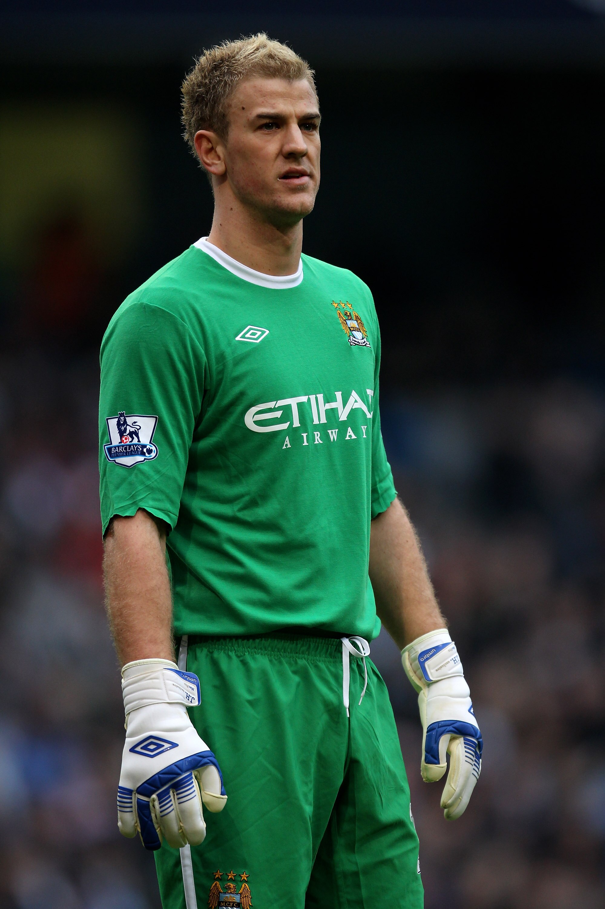 MANCHESTER, ENGLAND - FEBRUARY 20:  Joe Hart of Manchester City looks on during the FA Cup sponsored by E.On 4th Round replay match between Manchester City and Notts County at City of Manchester Stadium on February 20, 2011 in Manchester, England.  (Photo