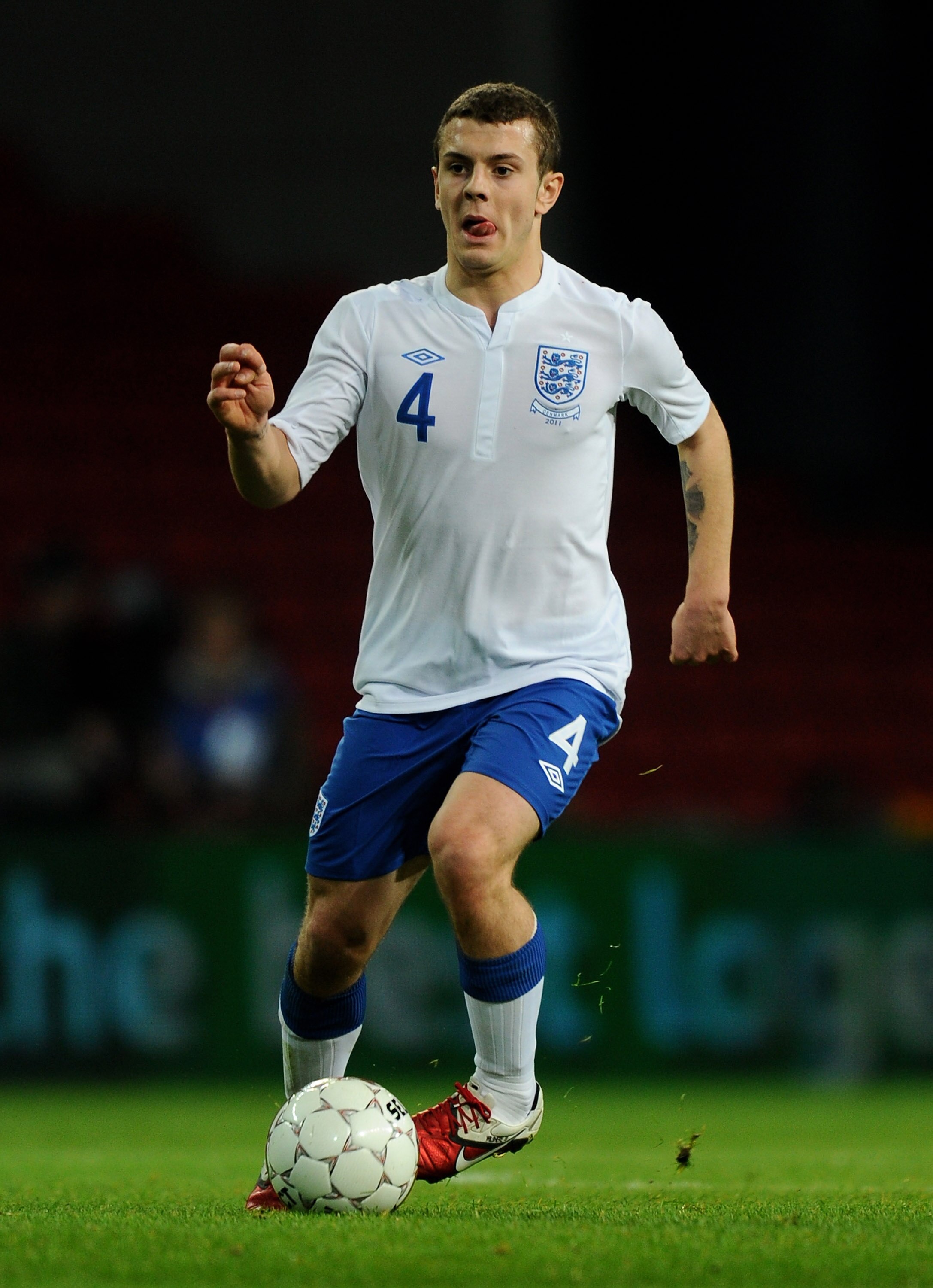 COPENHAGEN, DENMARK - FEBRUARY 09:  Jack Wilshere of England in action during the International Friendly match between Denmark and England at Parken Stadium on February 9, 2011 in Copenhagen, Denmark.  (Photo by Mike Hewitt/Getty Images)