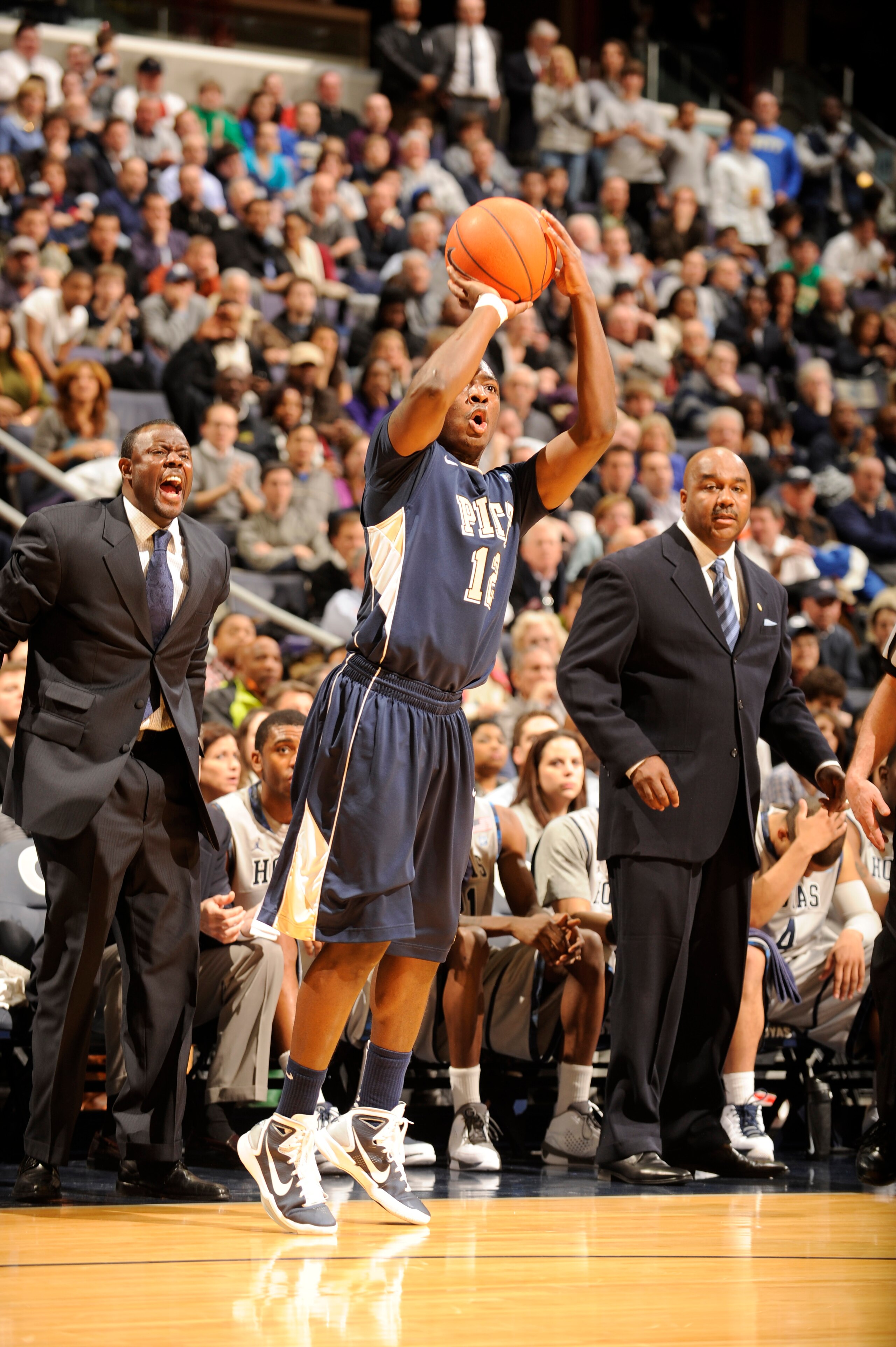 WASHINGTON, DC- JANUARY 12: Ashton Gibbs #12 of the Pittsburgh Panthers takes a jump shot during a college basketball game against the Georgetown Hoyas on January 12, 2011 at the Verizon Center in Washington, DC. The Panthers won 72-57. (Photo by Mitch WASHINGTON, DC- JANUARY 12: Ashton Gibbs #12 of the Pittsburgh Panthers takes a jump shot during a college basketball game against the Georgetown Hoyas on January 12, 2011 at the Verizon Center in Washington, DC. The Panthers won 72-57. (Photo by Mitch