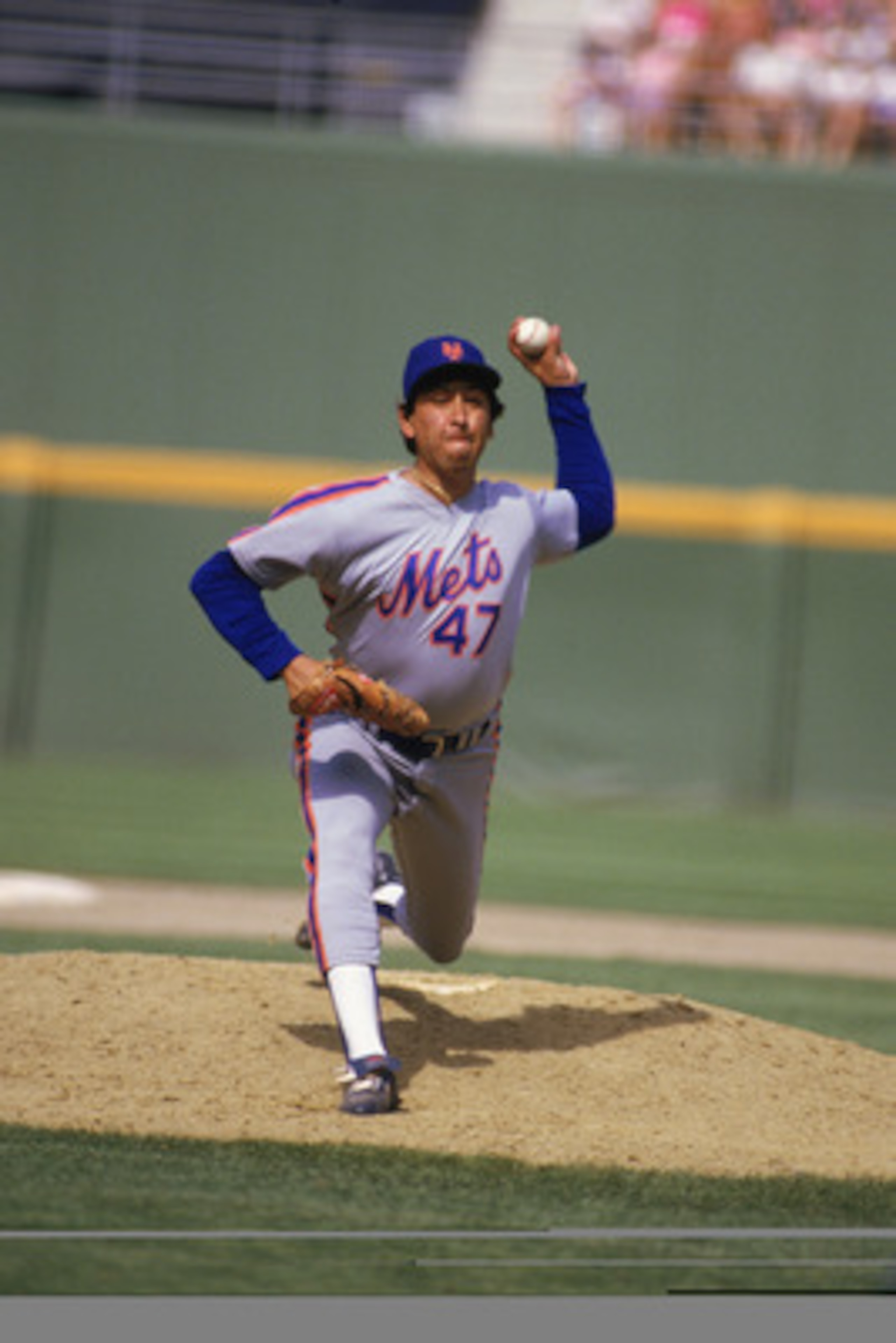 SAN DIEGO - 1986:  Jesse Orosco #47 of the New York Mets delivers a pitch during the MLB game against the San Diego Padres at Jack Murphy Stadium during the 1986 season in San Diego, California.  (Photo by Stephen Dunn/Getty Images)