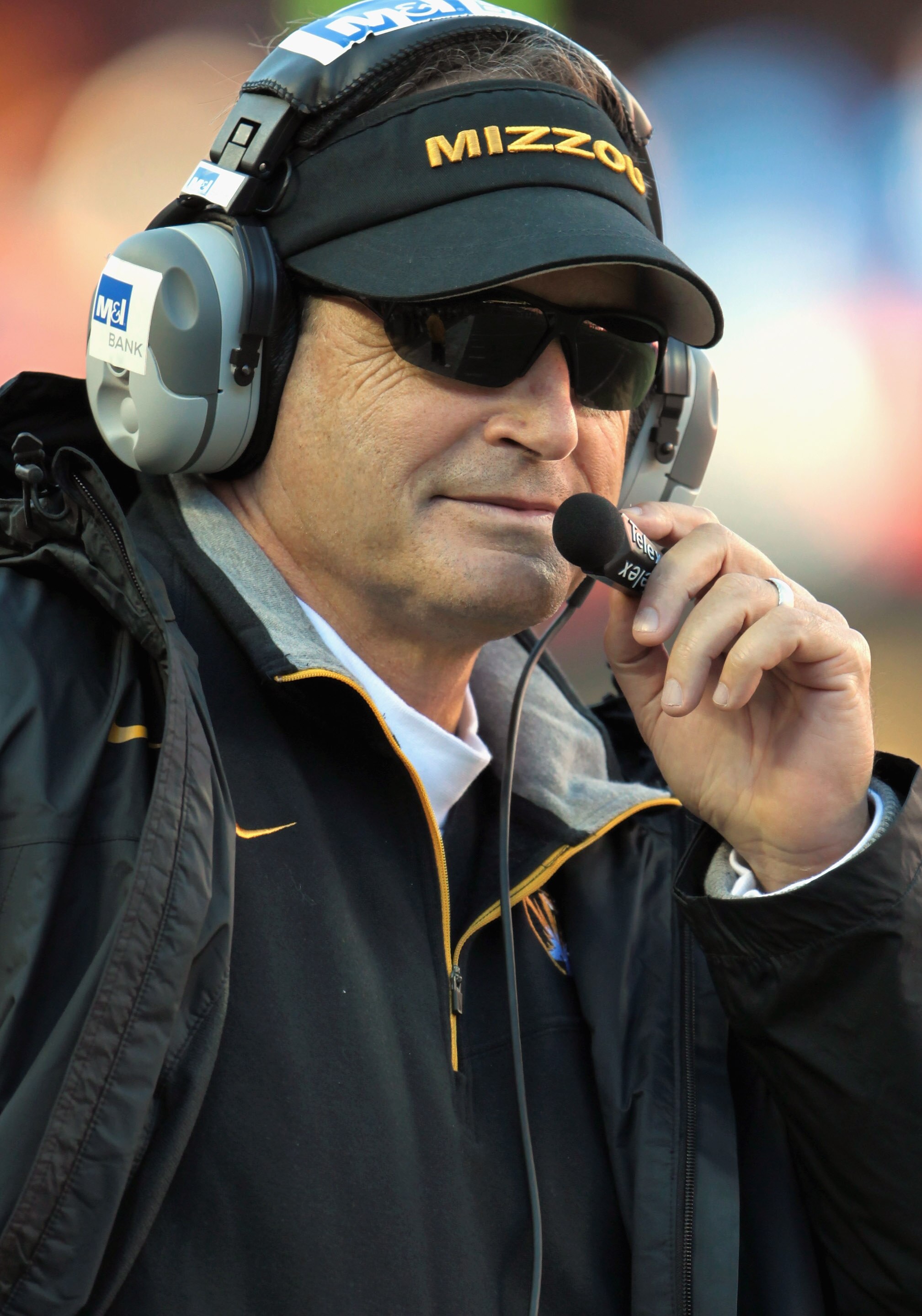 KANSAS CITY, MO - NOVEMBER 27:  Head coach Gary Pinkel of the Missouri Tigers looks on from the sideliens during the game against the Kansas Jayhawks on November 27, 2010 at Arrowhead Stadium in Kansas City, Missouri.  (Photo by Jamie Squire/Getty Images)