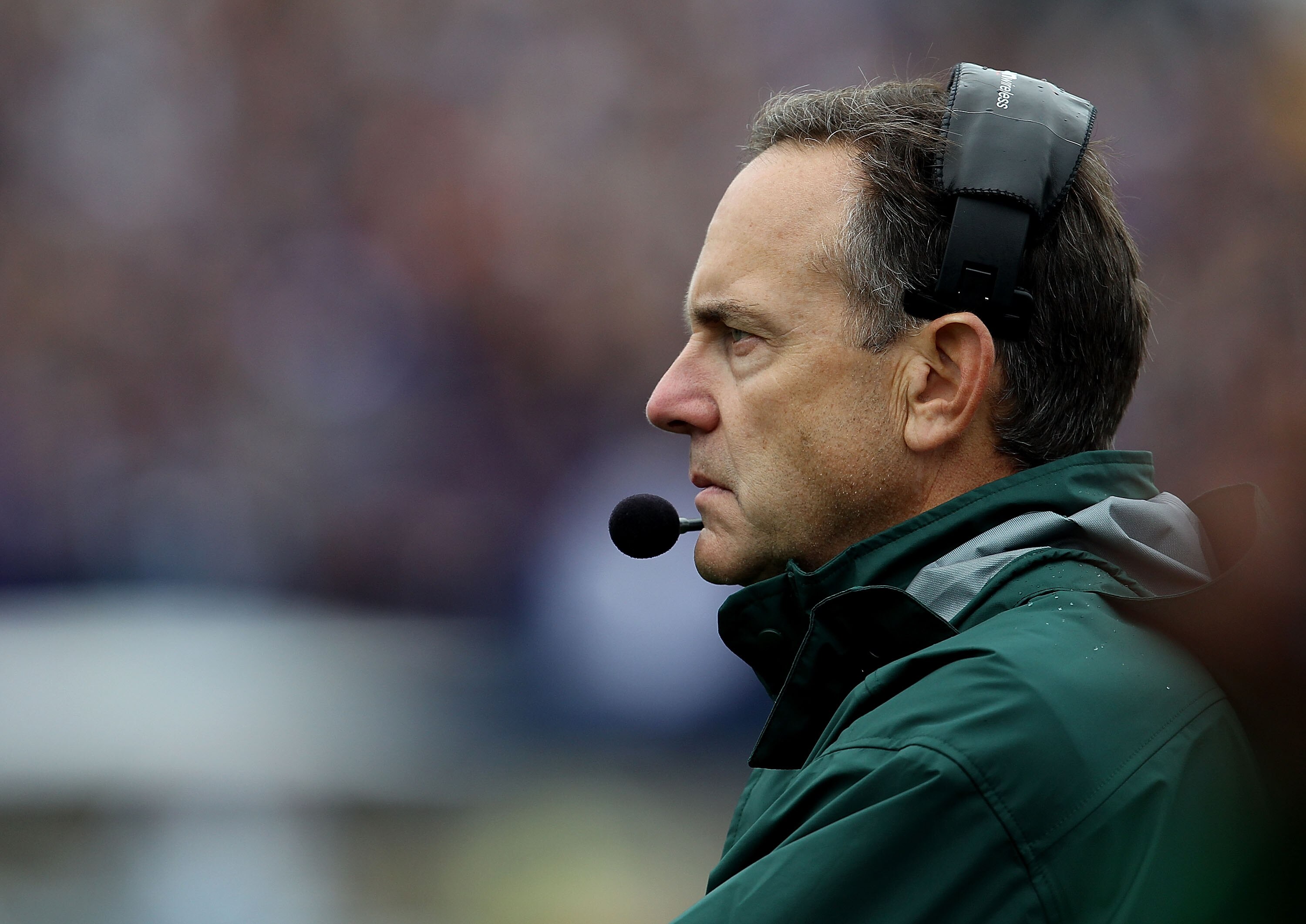 EVANSTON, IL - OCTOBER 23: Head coach Mark Dantonio of the Michigan State Spartans returned to the sidelines for a game against the Northwestern Wildcats at Ryan Field on October 23, 2010 in Evanston, Illinois. (Photo by Jonathan Daniel/Getty Images)