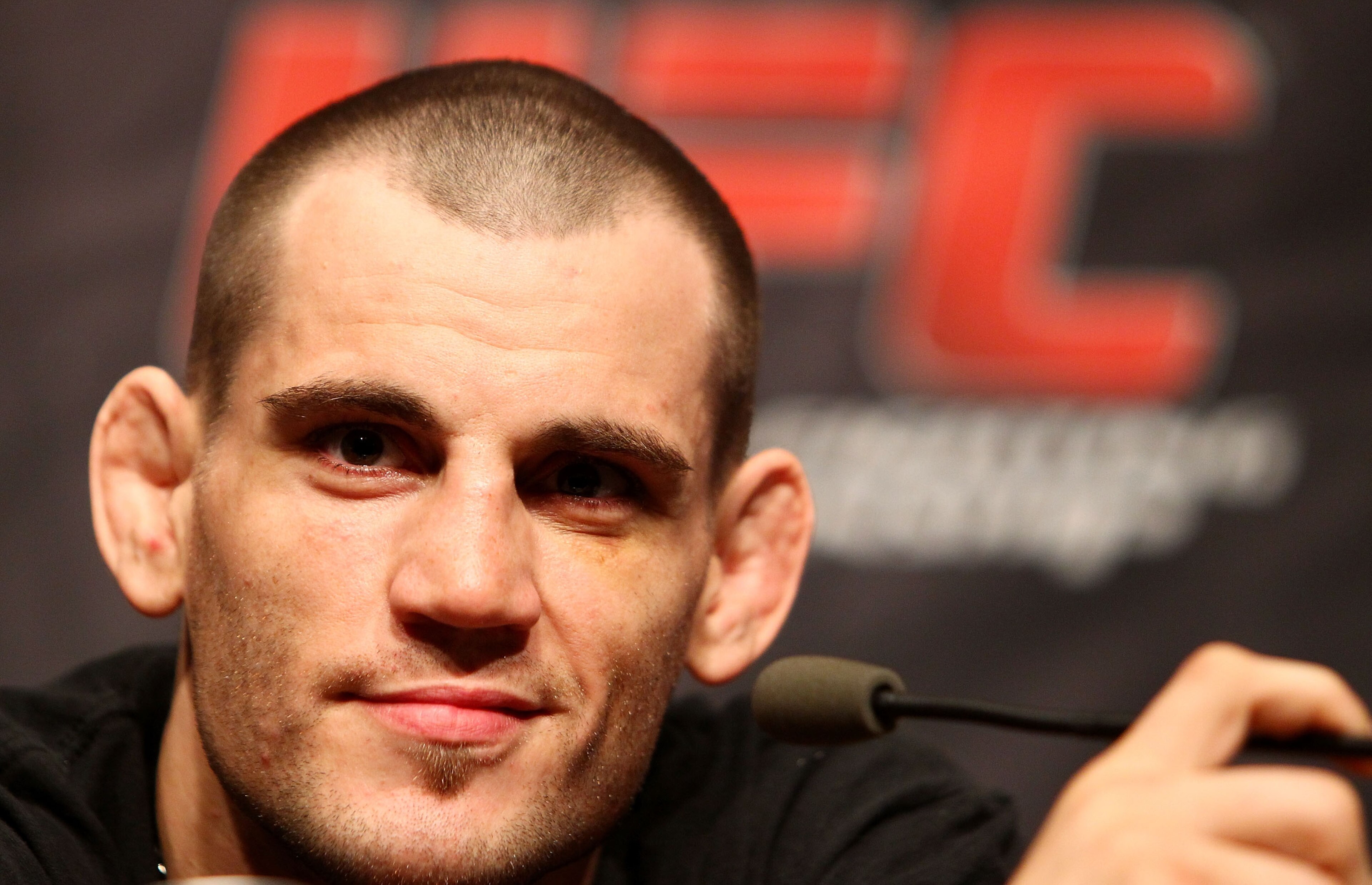 SYDNEY, AUSTRALIA - DECEMBER 14: Jon Fitch speaks to the media during a UFC 127 Press Conference at Star City on December 14, 2010 in Sydney, Australia.  (Photo by Mark Nolan/Getty Images)