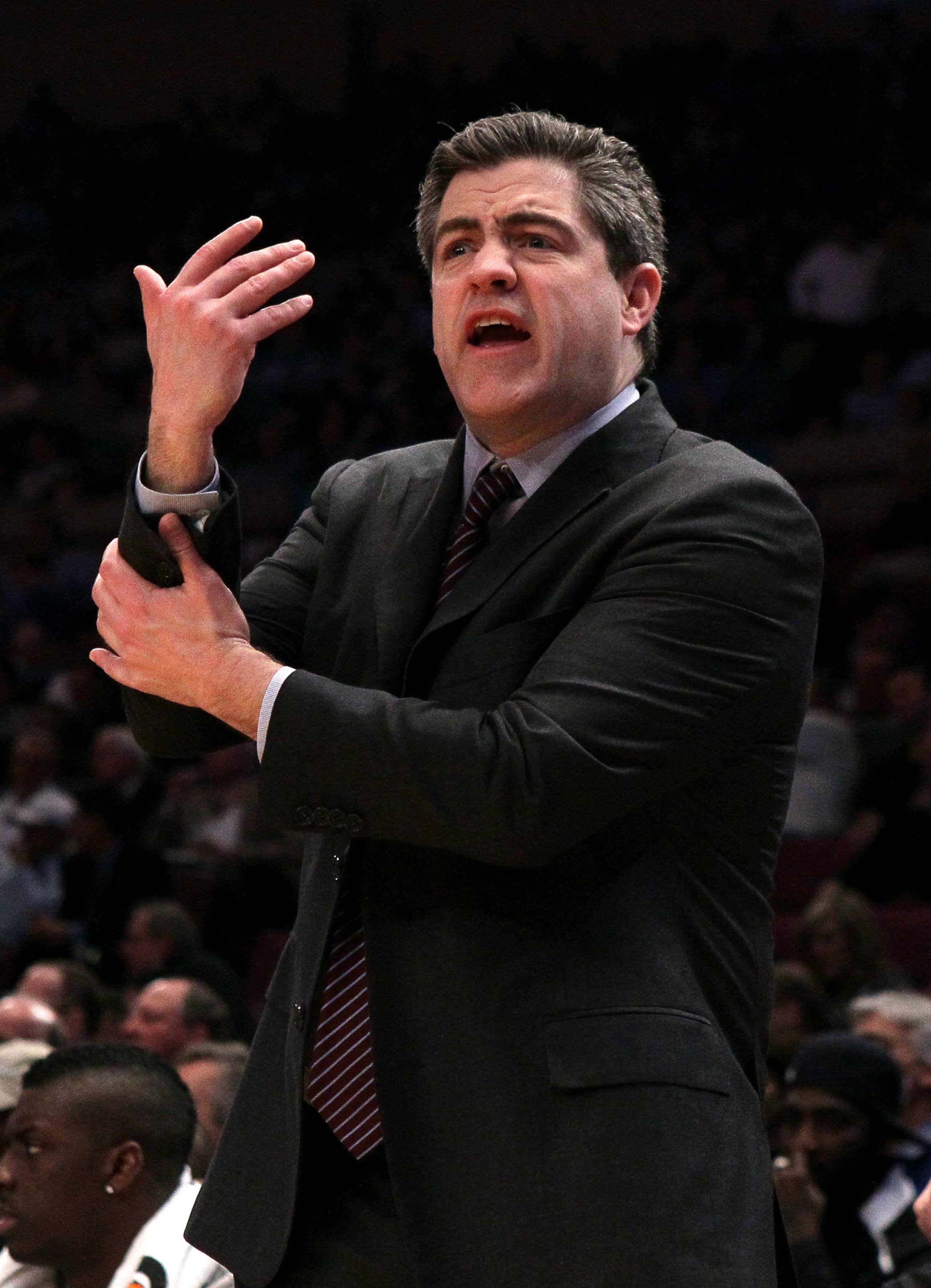 NEW YORK - MARCH 09:  Head coach Keno Davis of the Providence Friars looks on from the bench against the Seton Hall Pirates during the first round game of the Big East Basketball Tournament at Madison Square Garden on March 9, 2010 in New York, New York.
