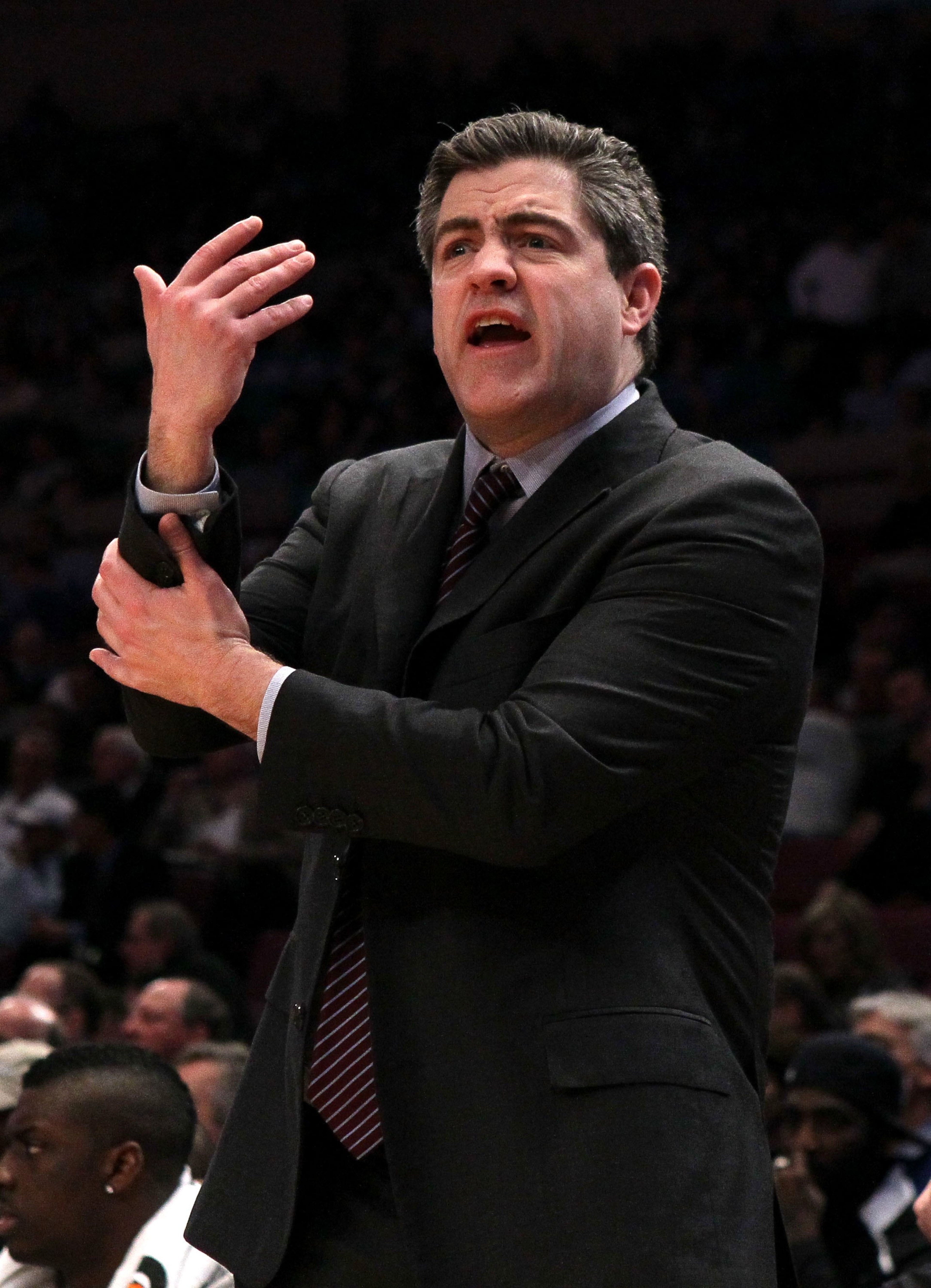 NEW YORK - MARCH 09:  Head coach Keno Davis of the Providence Friars looks on from the bench against the Seton Hall Pirates during the first round game of the Big East Basketball Tournament at Madison Square Garden on March 9, 2010 in New York, New York.