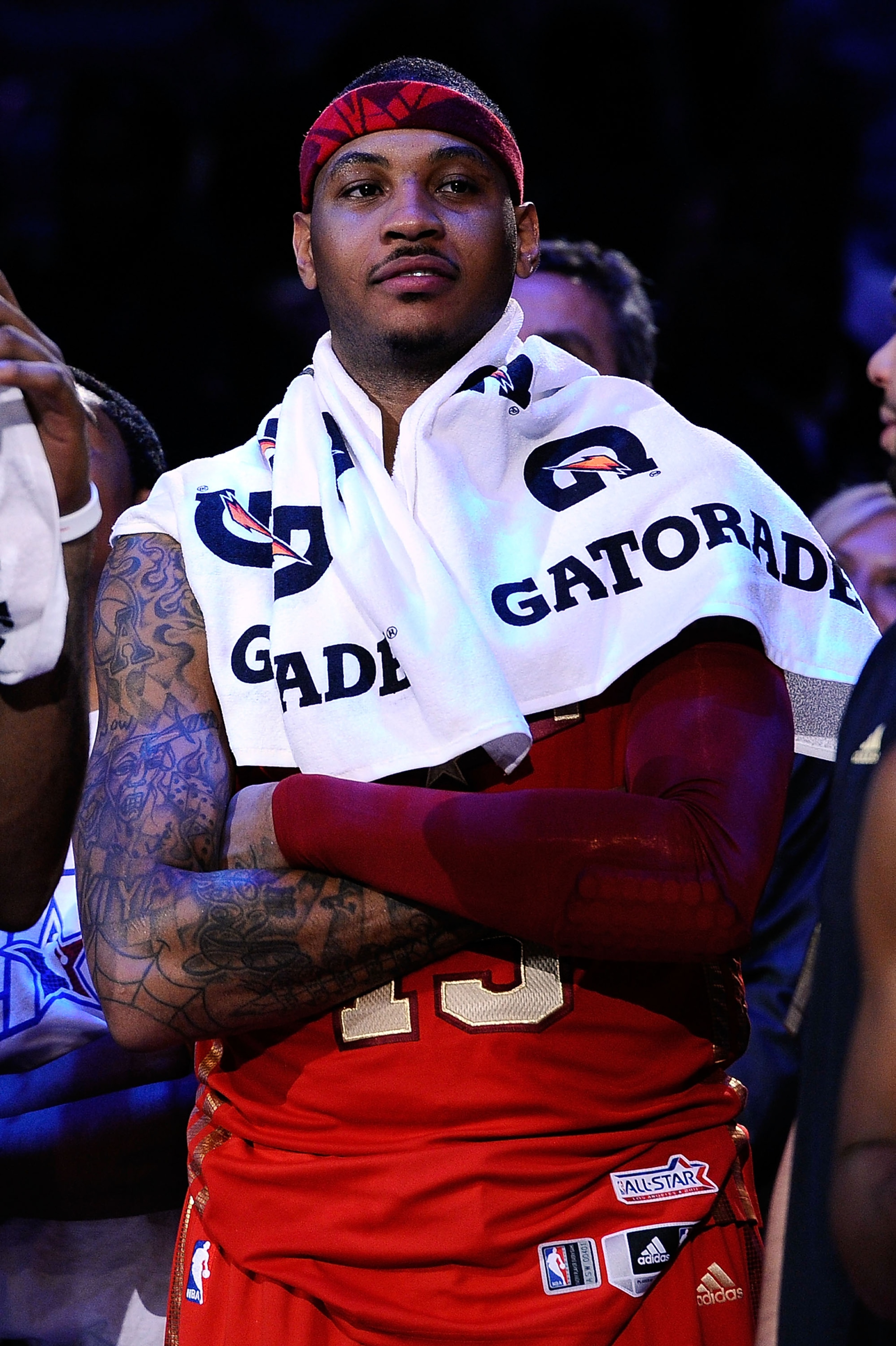 LOS ANGELES, CA - FEBRUARY 20: Carmelo Anthony #15 of the Denver Nuggets and the Western Conference looks on after the Western Conference 148-143 victory in the 2011 NBA All-Star Game at Staples Center on February 20, 2011 in Los Angeles, California. NOT LOS ANGELES, CA - FEBRUARY 20: Carmelo Anthony #15 of the Denver Nuggets and the Western Conference looks on after the Western Conference 148-143 victory in the 2011 NBA All-Star Game at Staples Center on February 20, 2011 in Los Angeles, California. NOT