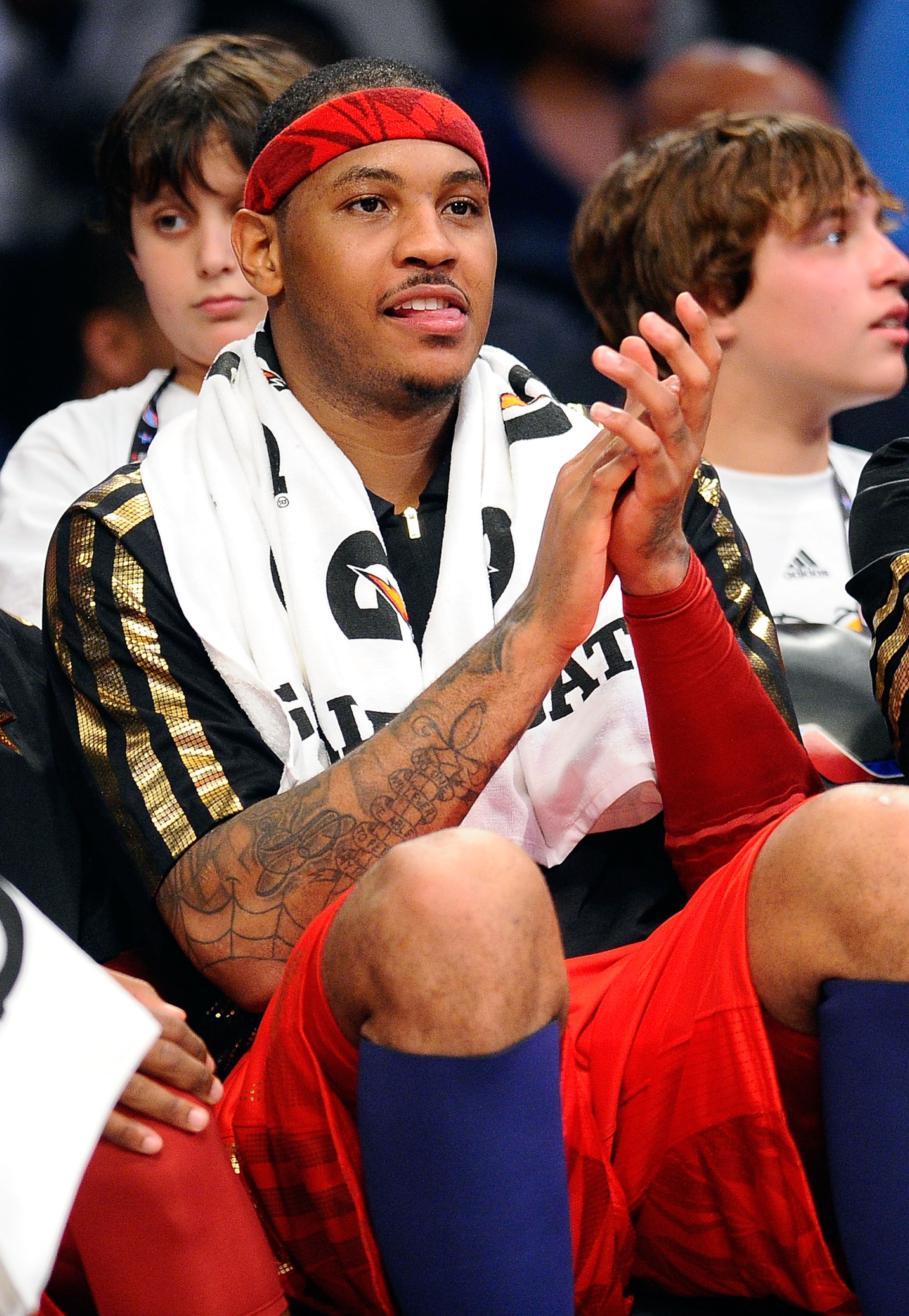 LOS ANGELES, CA - FEBRUARY 20: Carmelo Anthony #15 of the Denver Nuggets and the Western Conference reacts in the second half of the 2011 NBA All-Star Game at Staples Center on February 20, 2011 in Los Angeles, California. NOTE TO USER: User expressly ac LOS ANGELES, CA - FEBRUARY 20: Carmelo Anthony #15 of the Denver Nuggets and the Western Conference reacts in the second half of the 2011 NBA All-Star Game at Staples Center on February 20, 2011 in Los Angeles, California. NOTE TO USER: User expressly ac