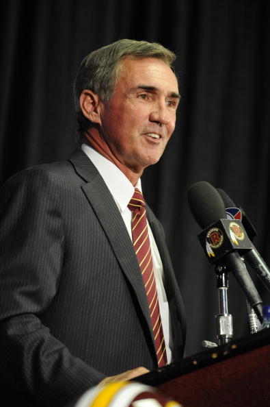 ASHBURN,VA - JANUARY 06: Mike Shanahan is speaks at a press conference introducing him as the new Executive Vice President and Head Coach of the Washington Redskins to the media on January 6, 2010 at Redskins Park in Ashburn, Virginia. (Photo by Mitchell