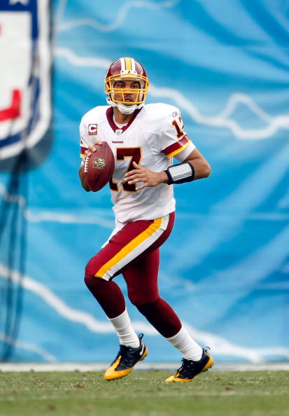 SAN DIEGO - JANUARY 03:  Quarterback Jason Campbell #17 of the Washington Redskins looks down field for an open receiver in the third quarter against the San Diego Chargers at Qualcomm Stadium on January 3, 2010 in San Diego, California. The Chargers defe