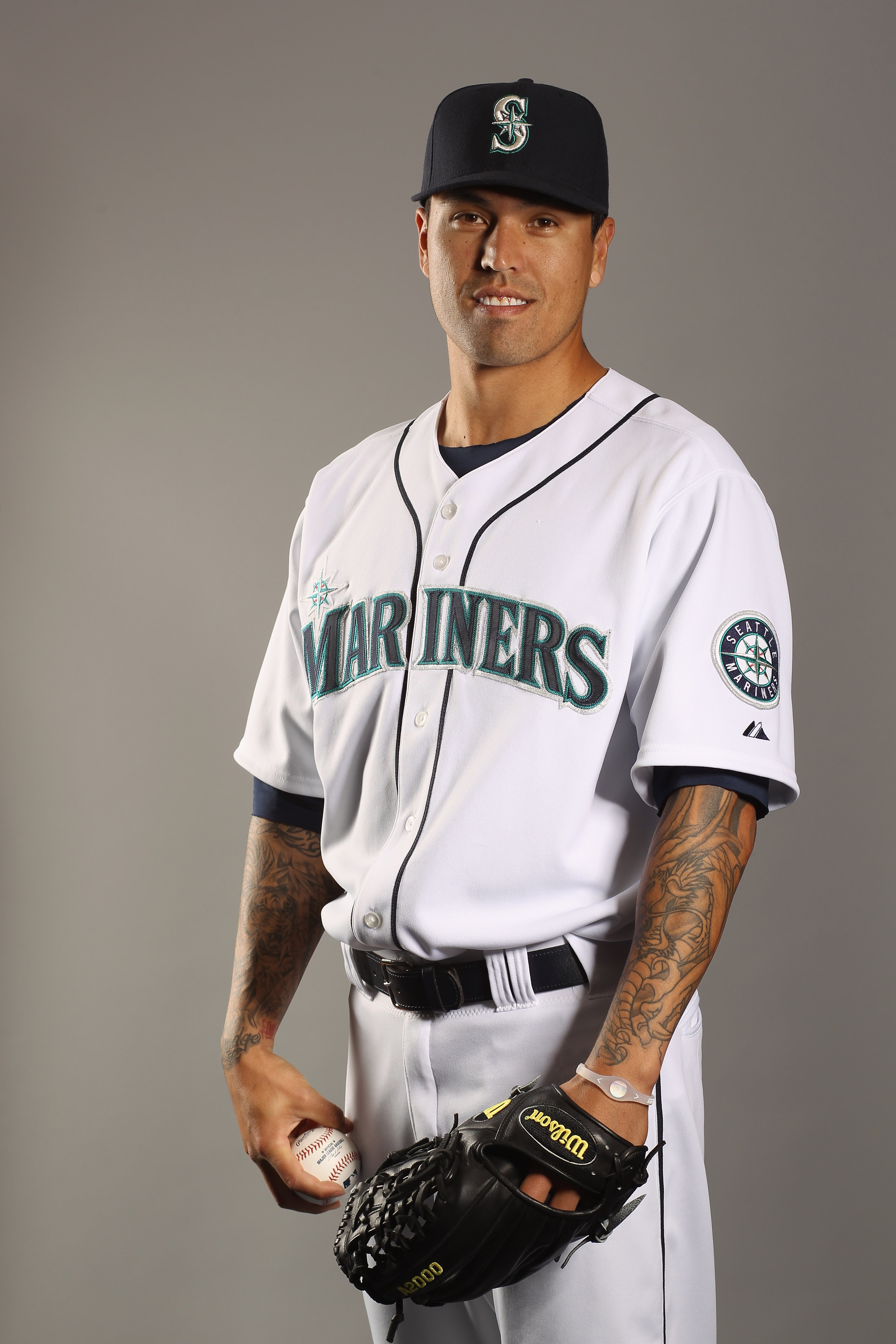 PEORIA, AZ - FEBRUARY 20:  Brandon League #43 of the Seattle Mariners poses for a portrait at the Peoria Sports Complex on February 20, 2011 in Peoria, Arizona.  (Photo by Ezra Shaw/Getty Images)
