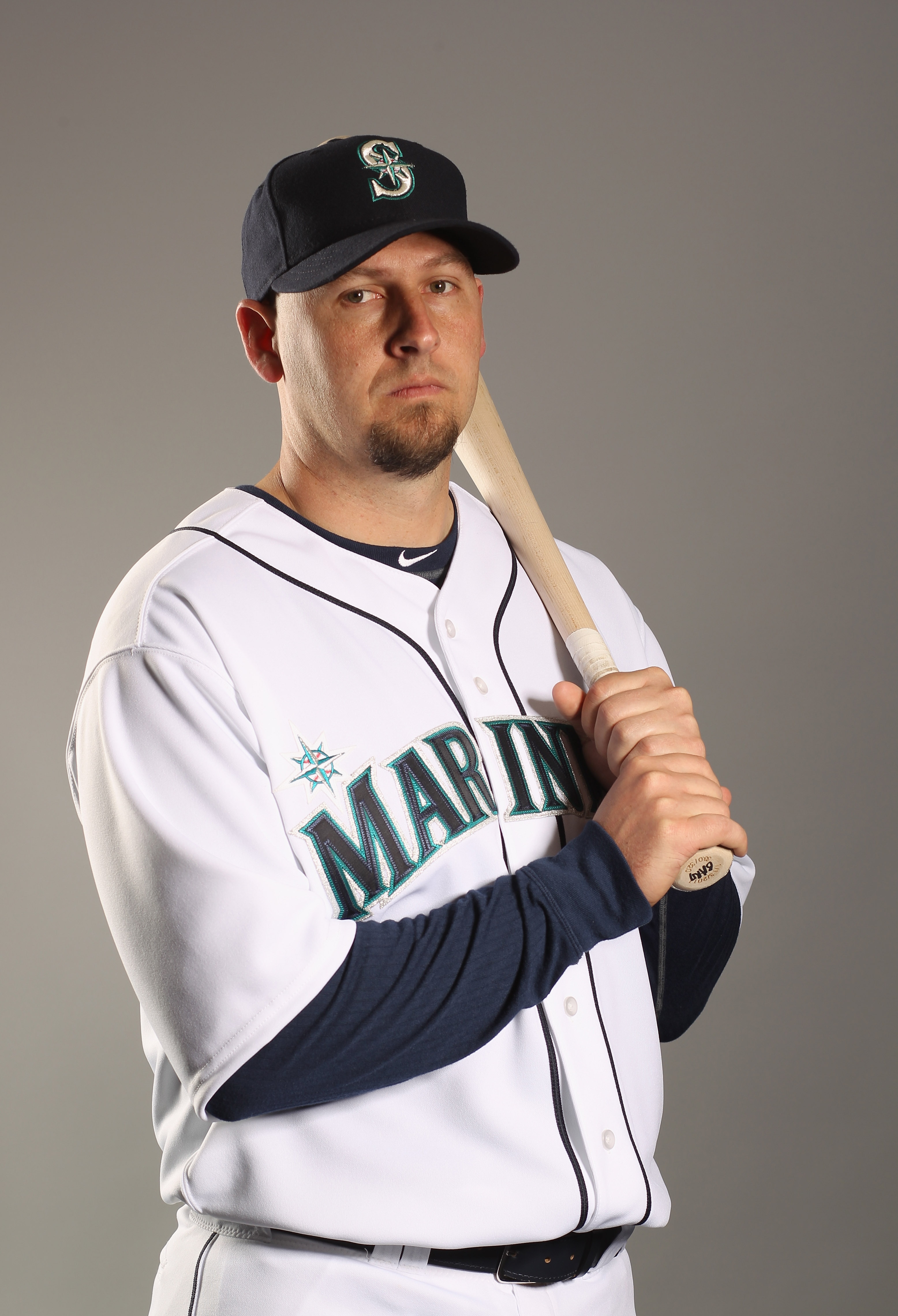PEORIA, AZ - FEBRUARY 20:  Josh Bard #3 of the Seattle Mariners poses for a portrait at the Peoria Sports Complex on February 20, 2011 in Peoria, Arizona.  (Photo by Ezra Shaw/Getty Images)