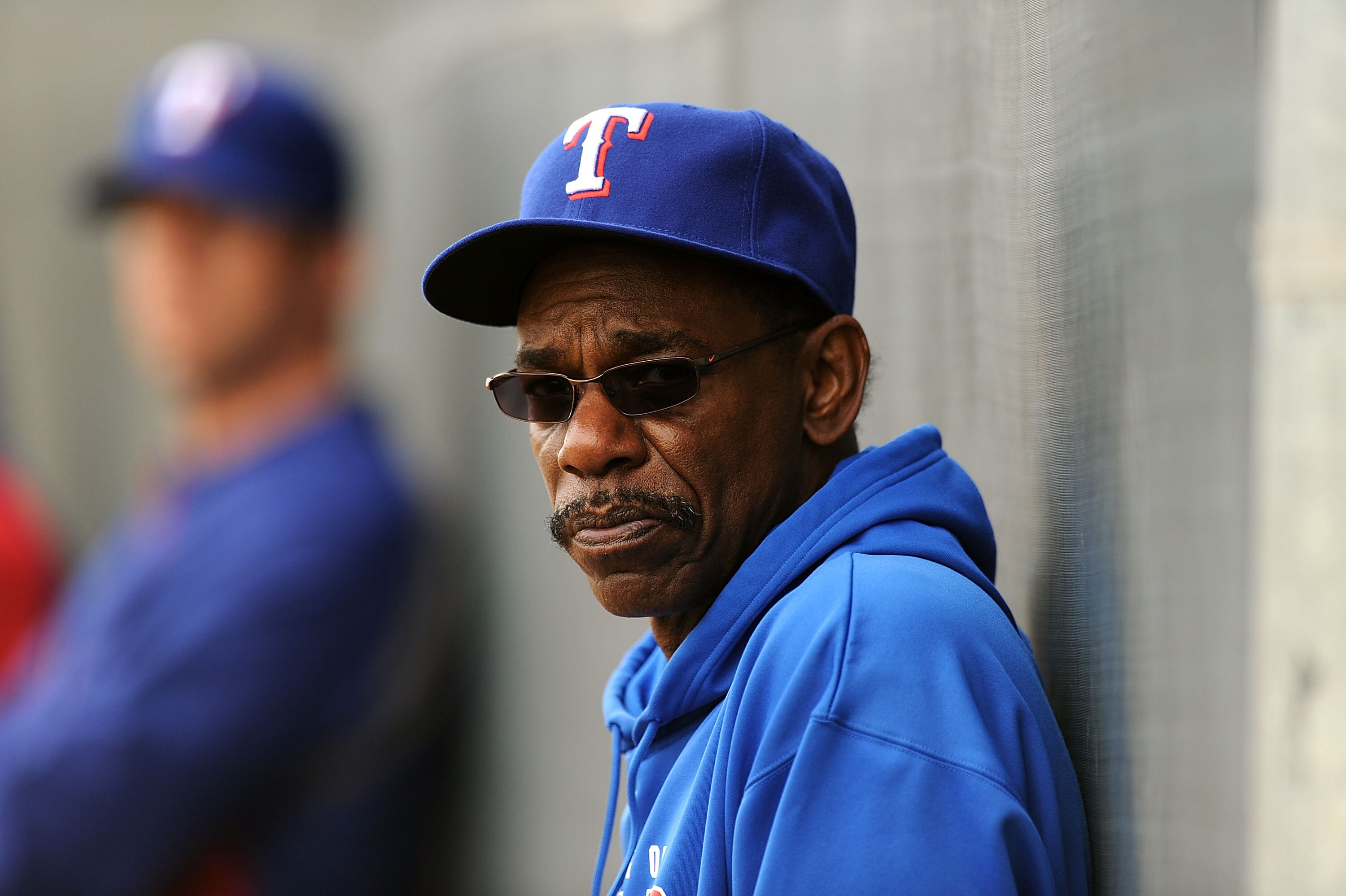 SURPRISE, AZ - FEBRUARY 18:  Manager Ron Washington of the Texas Rangers watches pitching practice at Surprise Stadium on February 18, 2011 in Surprise, Arizona.  (Photo by Norm Hall/Getty Images)