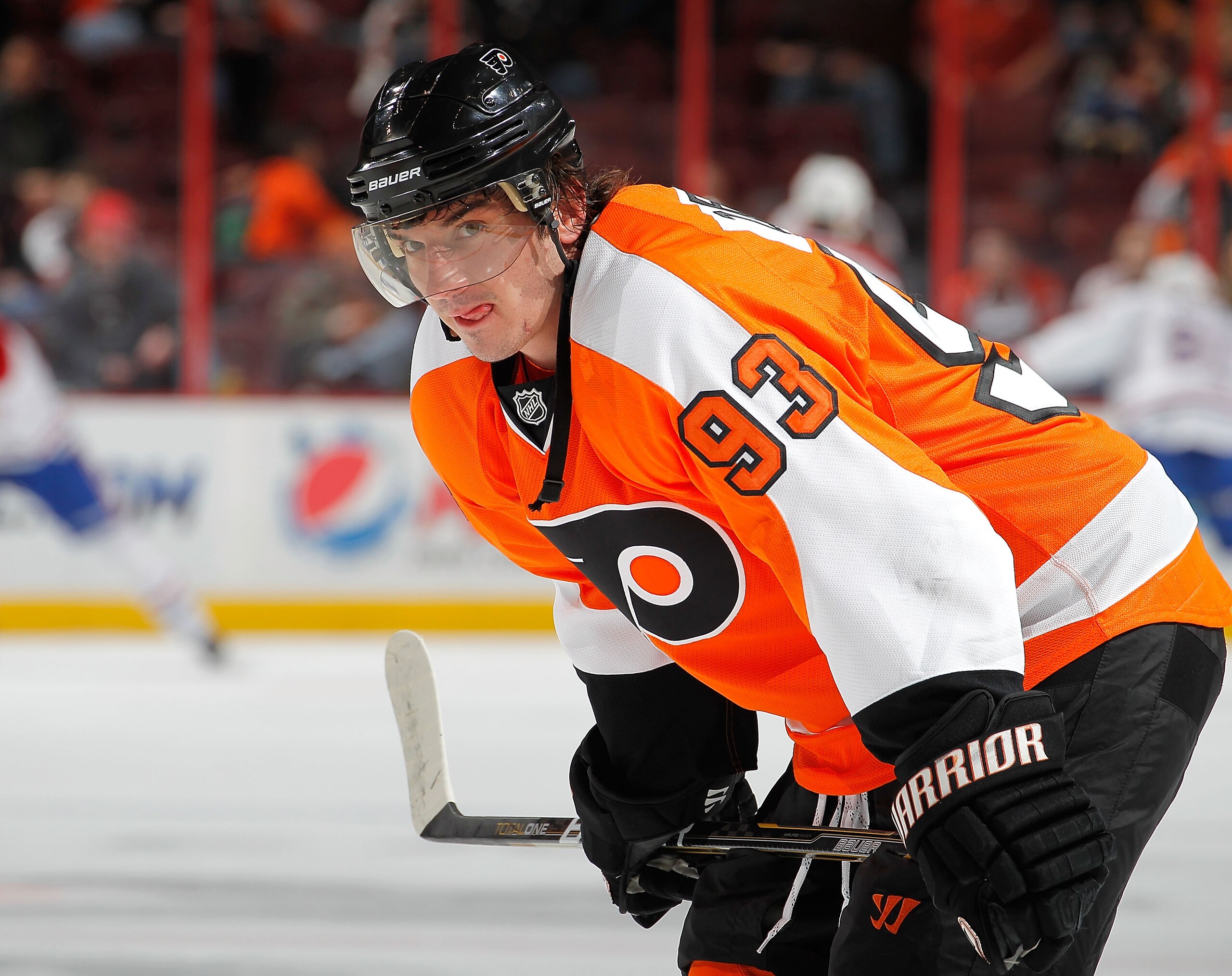 PHILADELPHIA, PA - JANUARY 25: Nikolay Zherdev #93 of the Philadelphia Flyers waits during warmups before an NHL hockey game against the Montreal Canadiens at the Wells Fargo Center on January 25, 2011 in Philadelphia, Pennsylvania. (Photo by Paul Beres PHILADELPHIA, PA - JANUARY 25: Nikolay Zherdev #93 of the Philadelphia Flyers waits during warmups before an NHL hockey game against the Montreal Canadiens at the Wells Fargo Center on January 25, 2011 in Philadelphia, Pennsylvania. (Photo by Paul Beres