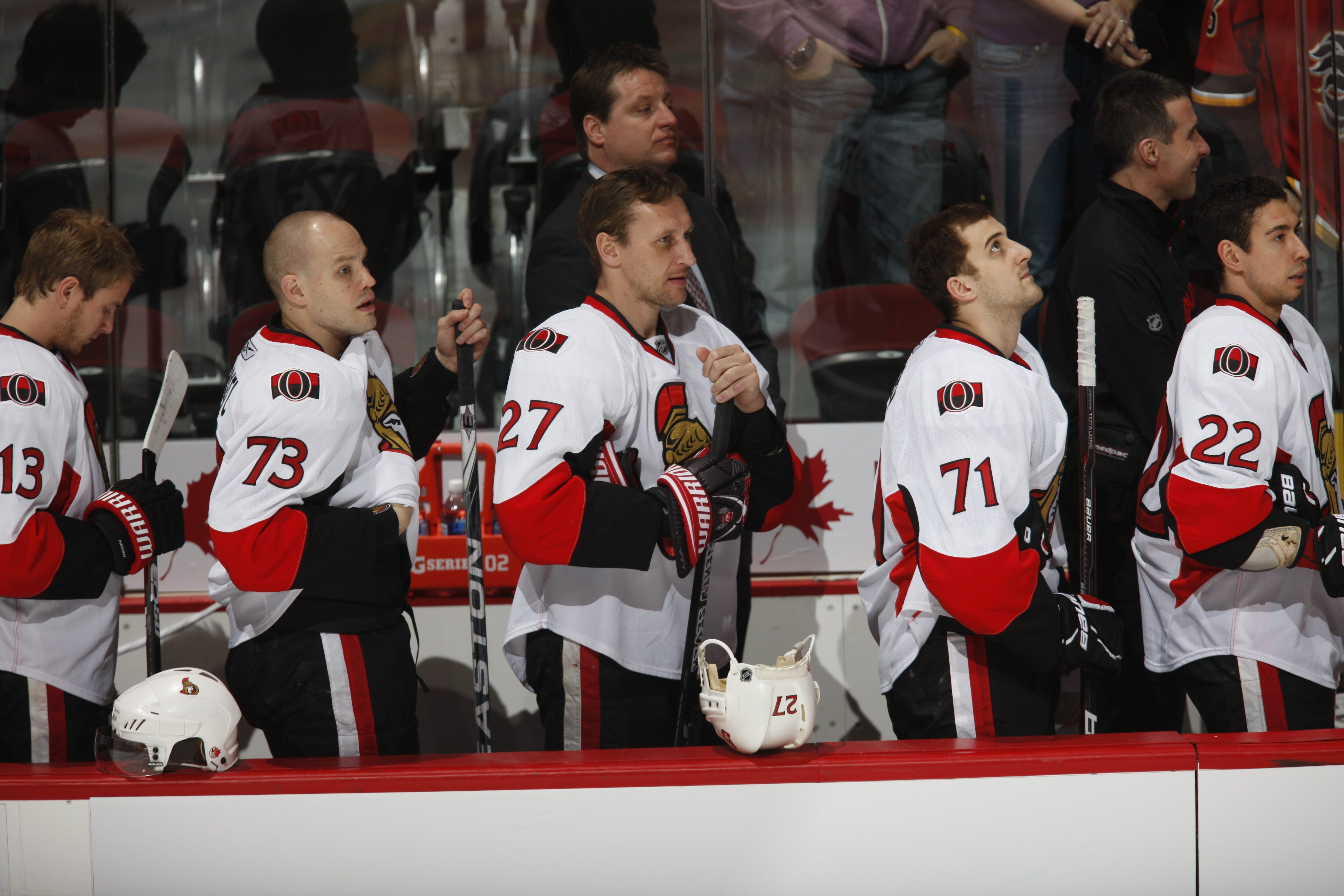 CALGARY, CANADA - FEBRUARY 9: Alex Kovalev #27 of the Ottawa Senators during the game against the Calgary Flames on February 9, 2011 at Scotiabank Saddledome in Calgary, Alberta, Canada. (Photo by Dale MacMillan/Getty Images)