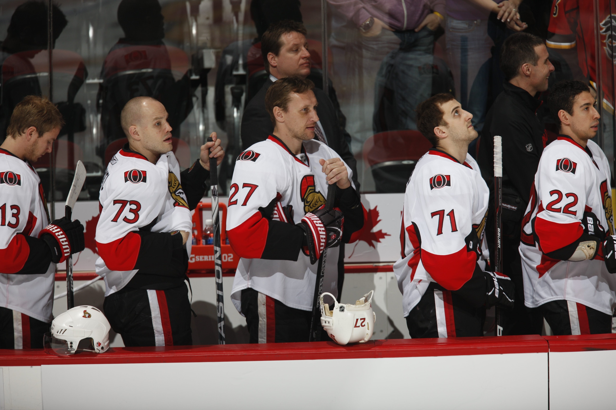 CALGARY, CANADA - FEBRUARY 9: Alex Kovalev #27 of the Ottawa Senators during the game against the Calgary Flames on February 9, 2011 at Scotiabank Saddledome in Calgary, Alberta, Canada. (Photo by Dale MacMillan/Getty Images)