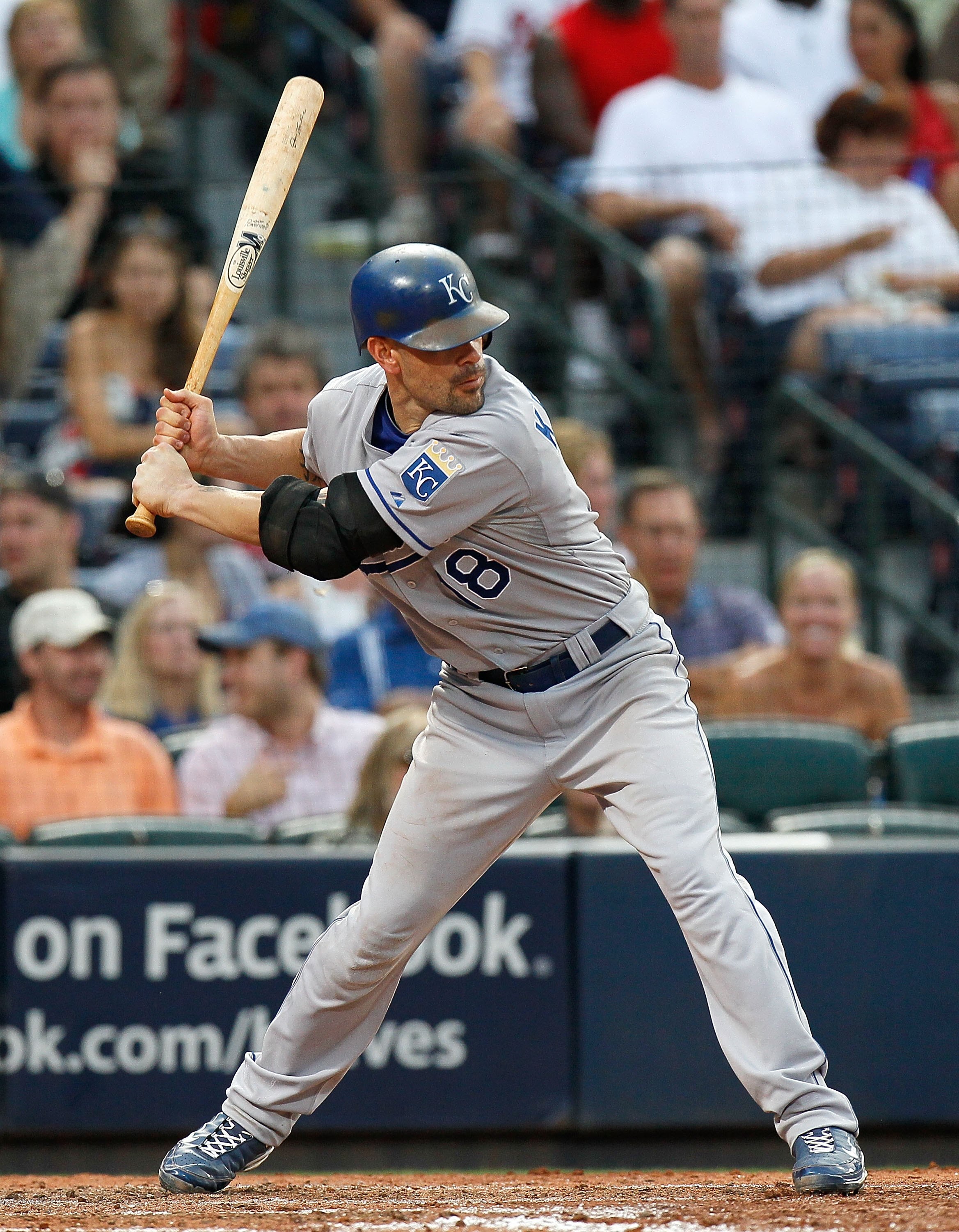 ATLANTA - JUNE 19:  Jason Kendall #18 of the Kansas City Royals against the Atlanta Braves at Turner Field on June 19, 2010 in Atlanta, Georgia.  (Photo by Kevin C. Cox/Getty Images)