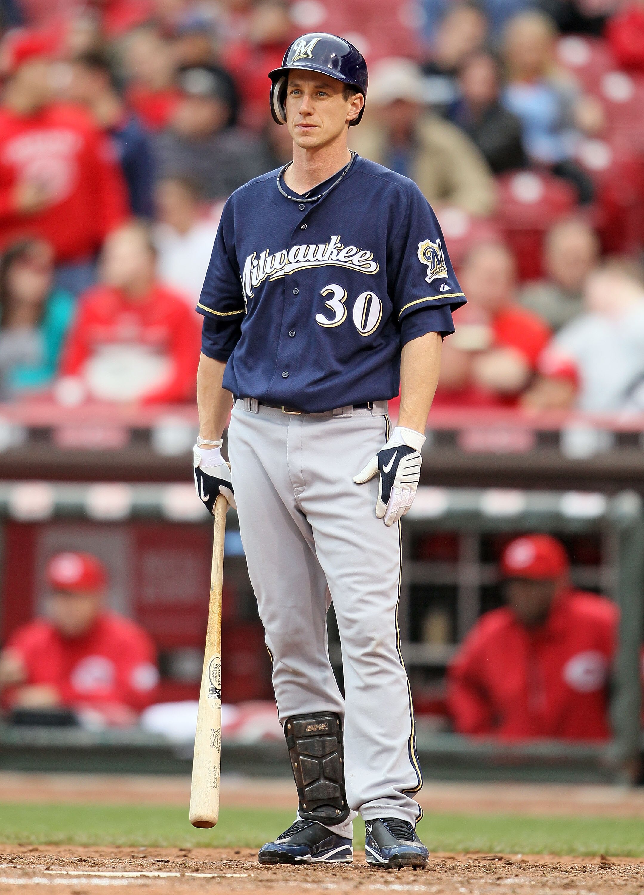CINCINNATI - MAY 18:  Craig Counsell #30 of the Milwaukee Brewers is at bat during the game against the Cincinnati Reds at Great American Ball Park on May 18, 2010 in Cincinnati, Ohio.  (Photo by Andy Lyons/Getty Images)