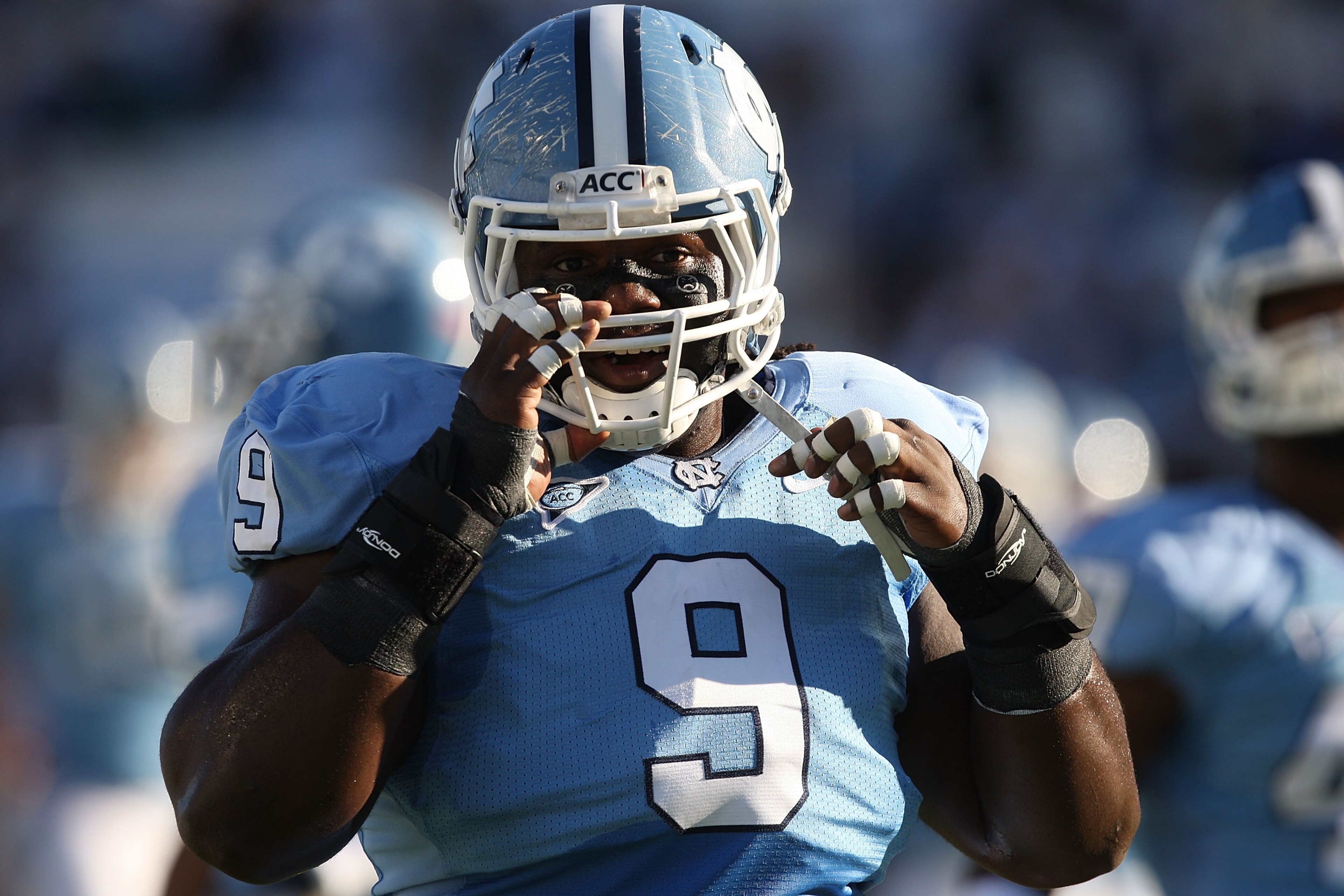 CHAPEL HILL, NC - NOVEMBER 07: Marvin Austin #9 of the North Carolina Tar Heels watches on against the Duke Blue Devils during their game at Kenan Stadium on November 7, 2009 in Chapel Hill, North Carolina. (Photo by Streeter Lecka/Getty Images) CHAPEL HILL, NC - NOVEMBER 07: Marvin Austin #9 of the North Carolina Tar Heels watches on against the Duke Blue Devils during their game at Kenan Stadium on November 7, 2009 in Chapel Hill, North Carolina. (Photo by Streeter Lecka/Getty Images)