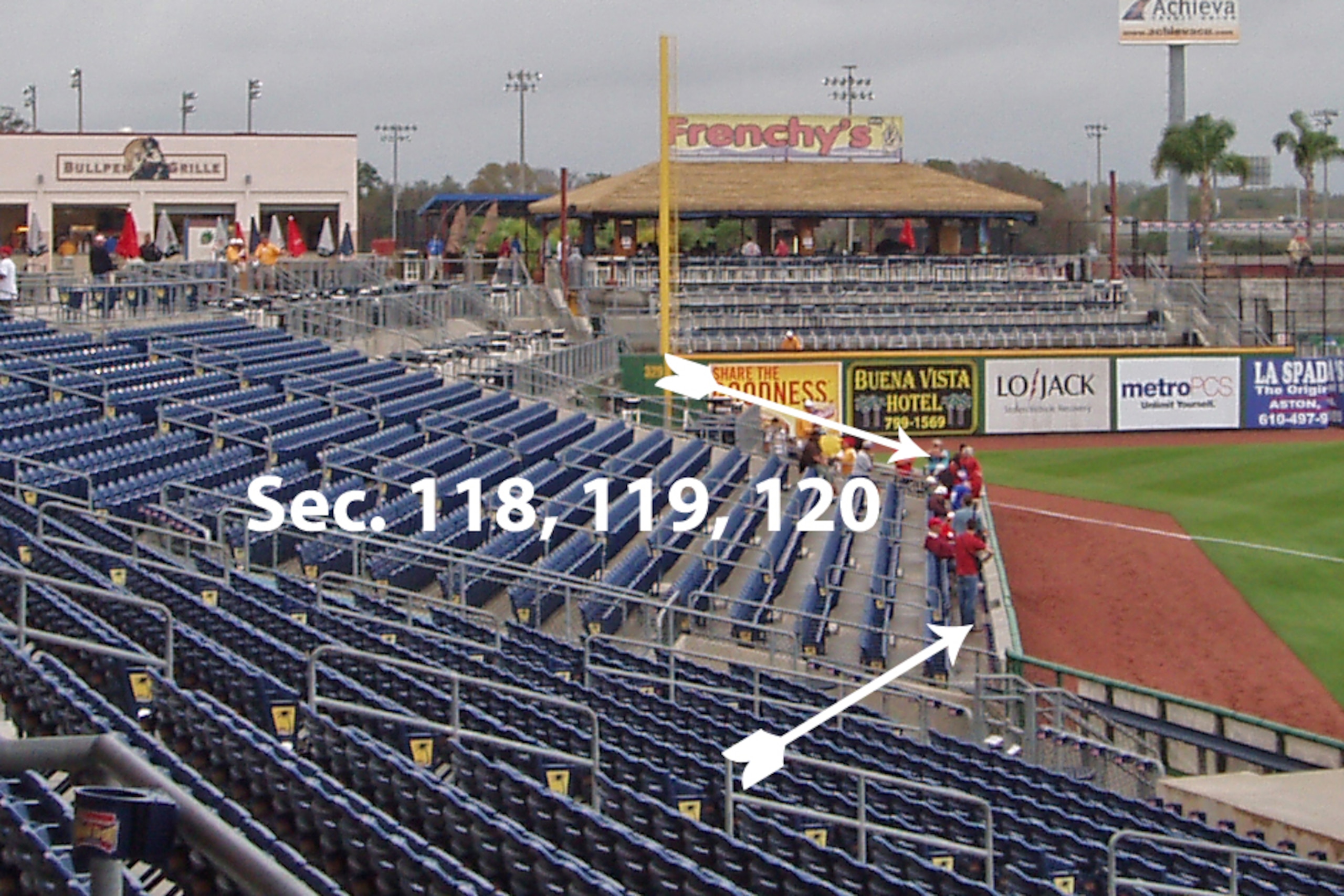 Bright House Field, left field wall / Jenn Zambri Bright House Field, left field wall / Jenn Zambri