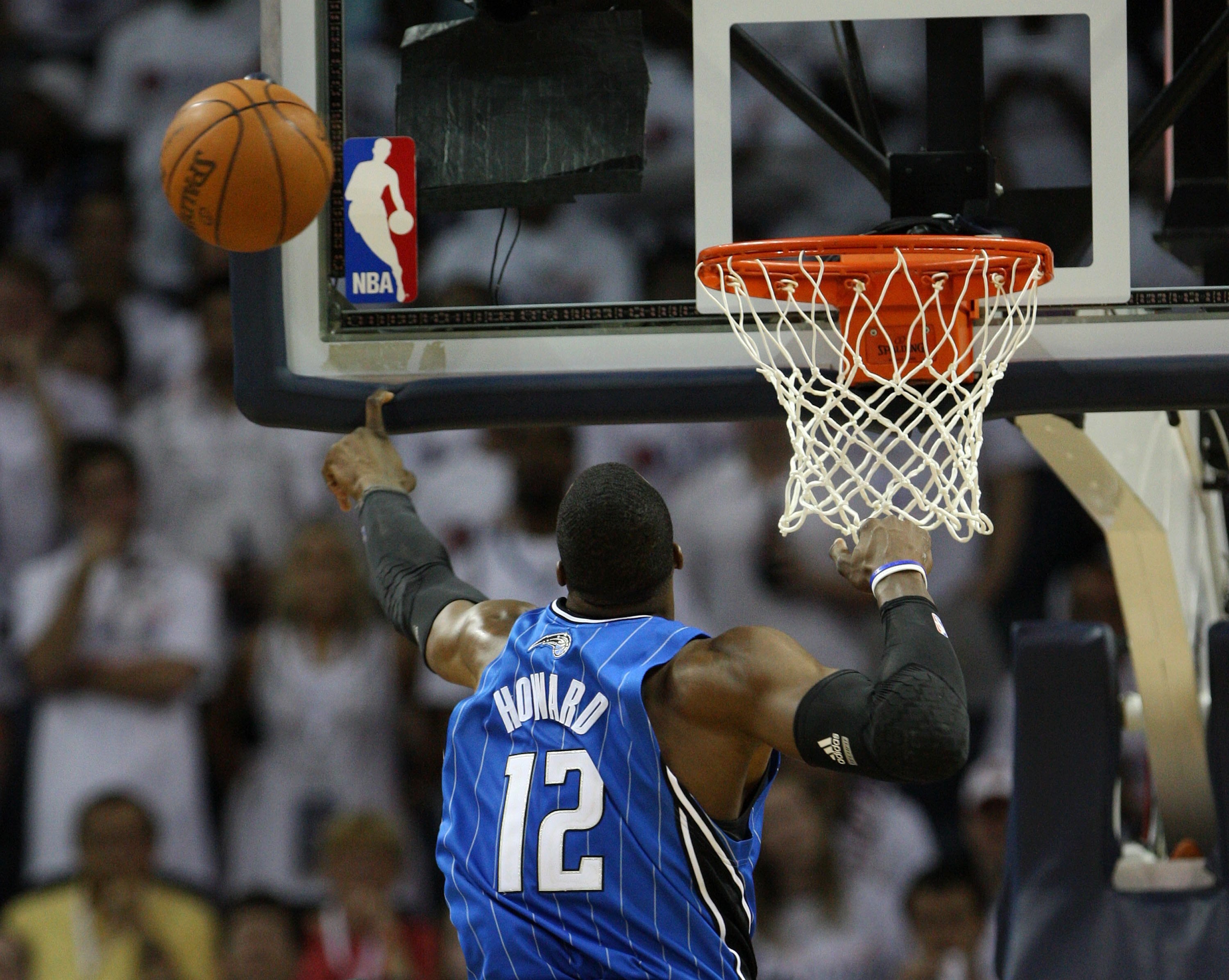 CHARLOTTE - APRIL 24:  Center Dwight Howard #12 of the Orlando Magic blocks a shot during Game Three of the Eastern Conference Quarterfinals against the Charlotte Bobcats during the 2010 NBA Playoffs at Time Warner Cable Arena on April 24, 2010 in Charlot
