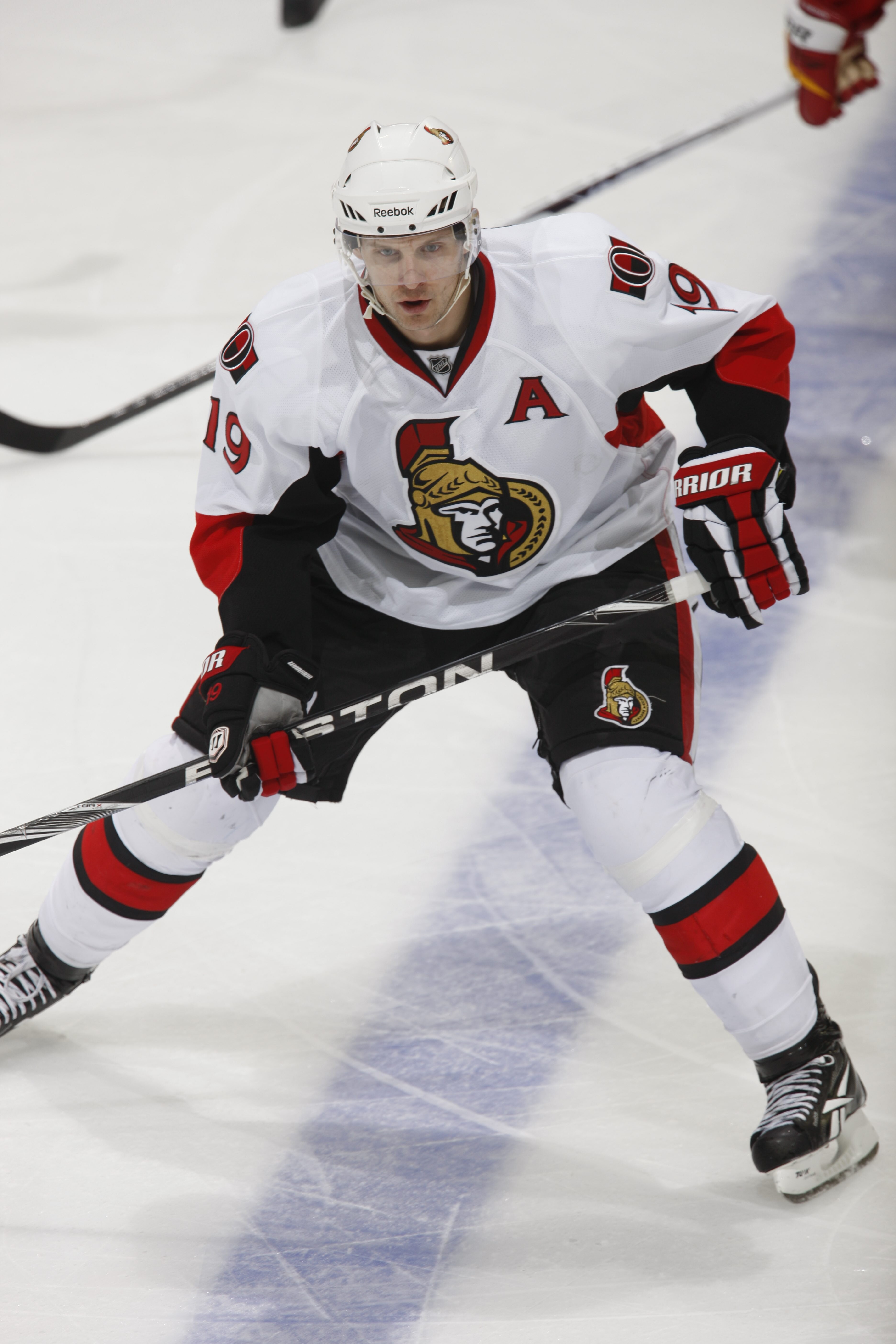 CALGARY, CANADA - FEBRUARY 9: Jason Spezza #19 of the Ottawa Senators skates against the Calgary Flames on February 9, 2011 at Scotiabank Saddledome in Calgary, Alberta, Canada. (Photo by Dale MacMillan/Getty Images)