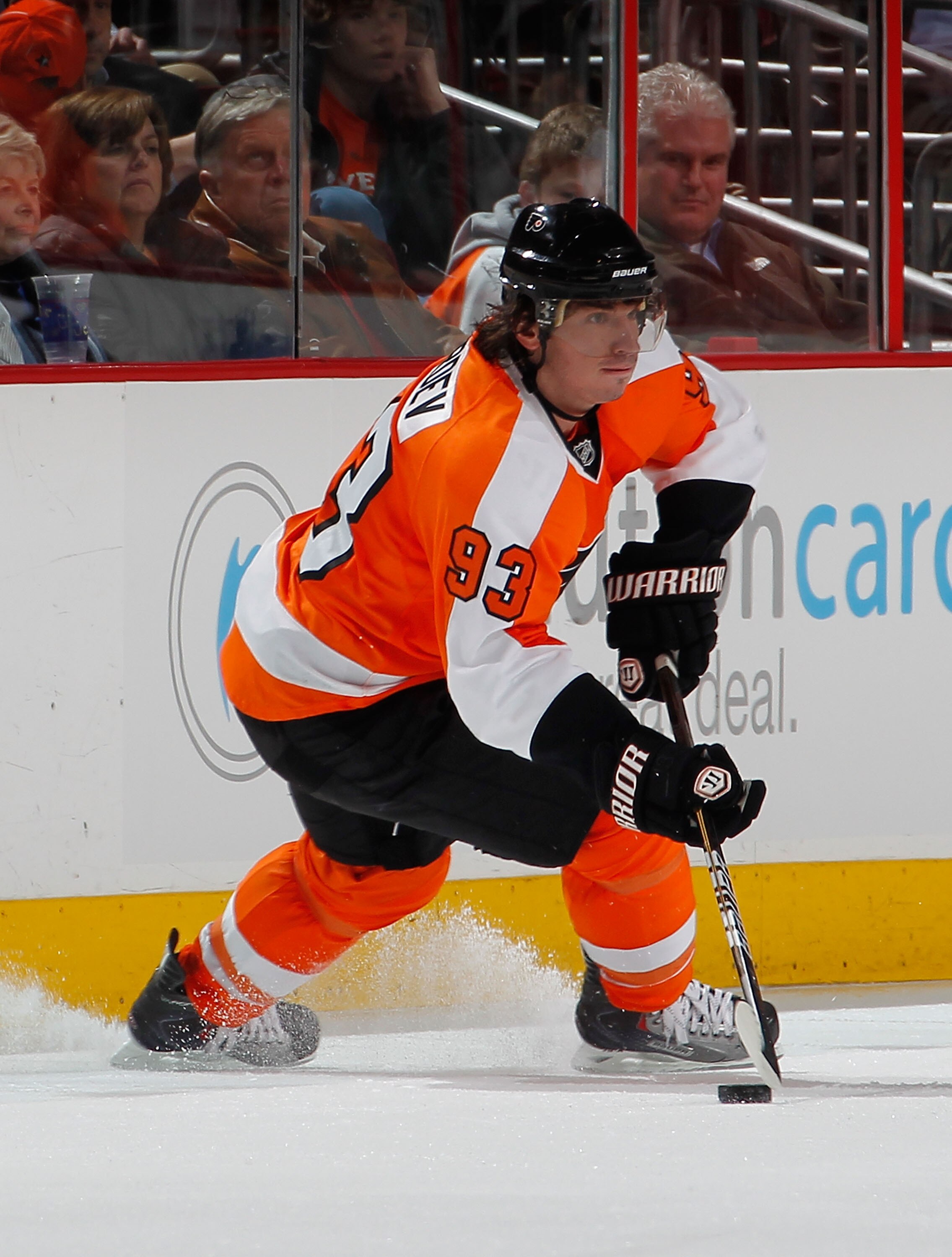 PHILADELPHIA, PA - JANUARY 25:  Nikolay Zherdev #93 of the Philadelphia Flyers skates in an NHL hockey game against the Montreal Canadiens at the Wells Fargo Center on January 25, 2011 in Philadelphia, Pennsylvania.  (Photo by Paul Bereswill/Getty Images)