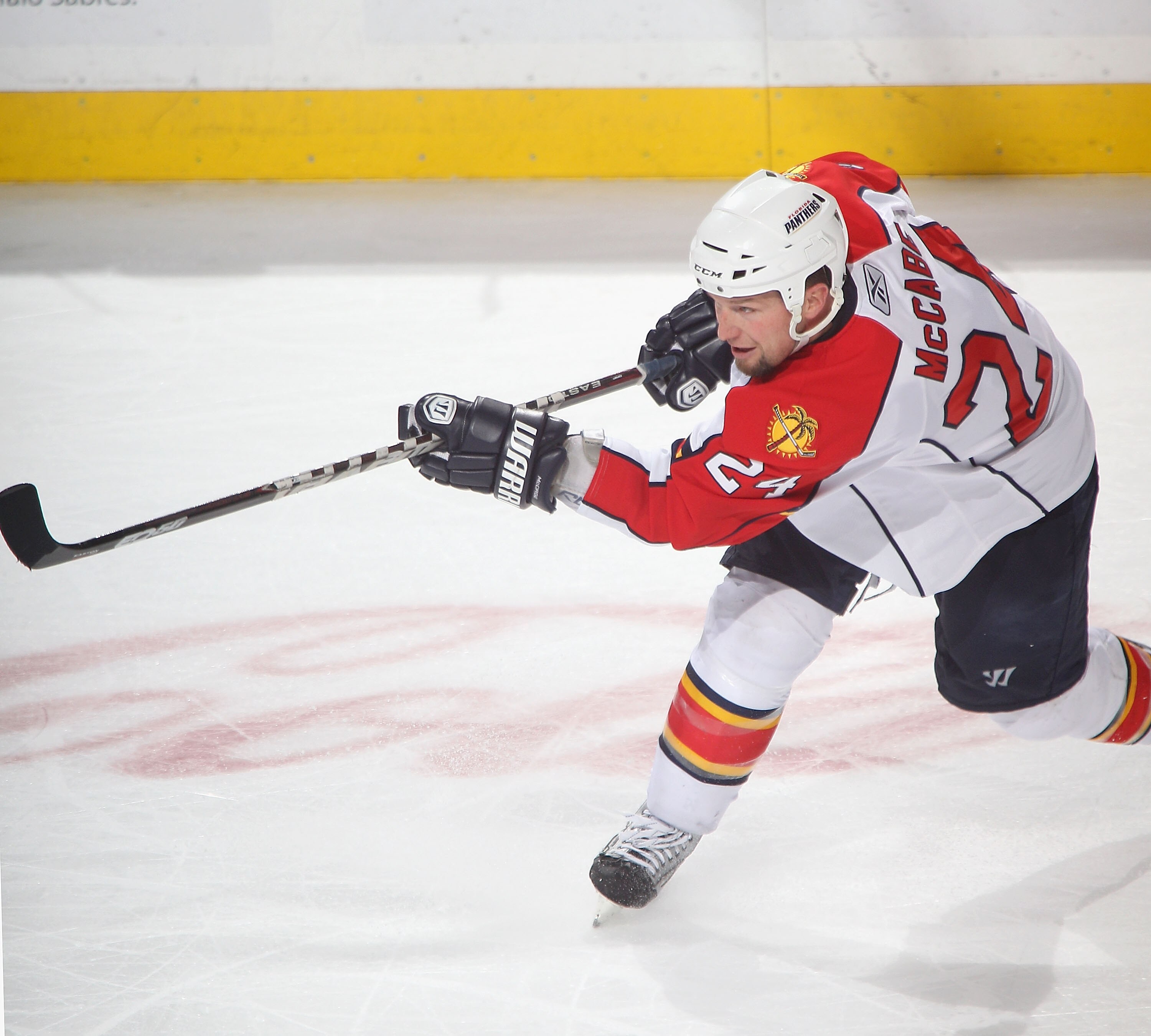 BUFFALO, NY - DECEMBER 23:  Bryan McCabe #24 of the Florida Panthers shoots against the Buffalo Sabres  at HSBC Arena on December 23, 2010 in Buffalo, New York. Florida won 4-3.  (Photo by Rick Stewart/Getty Images)