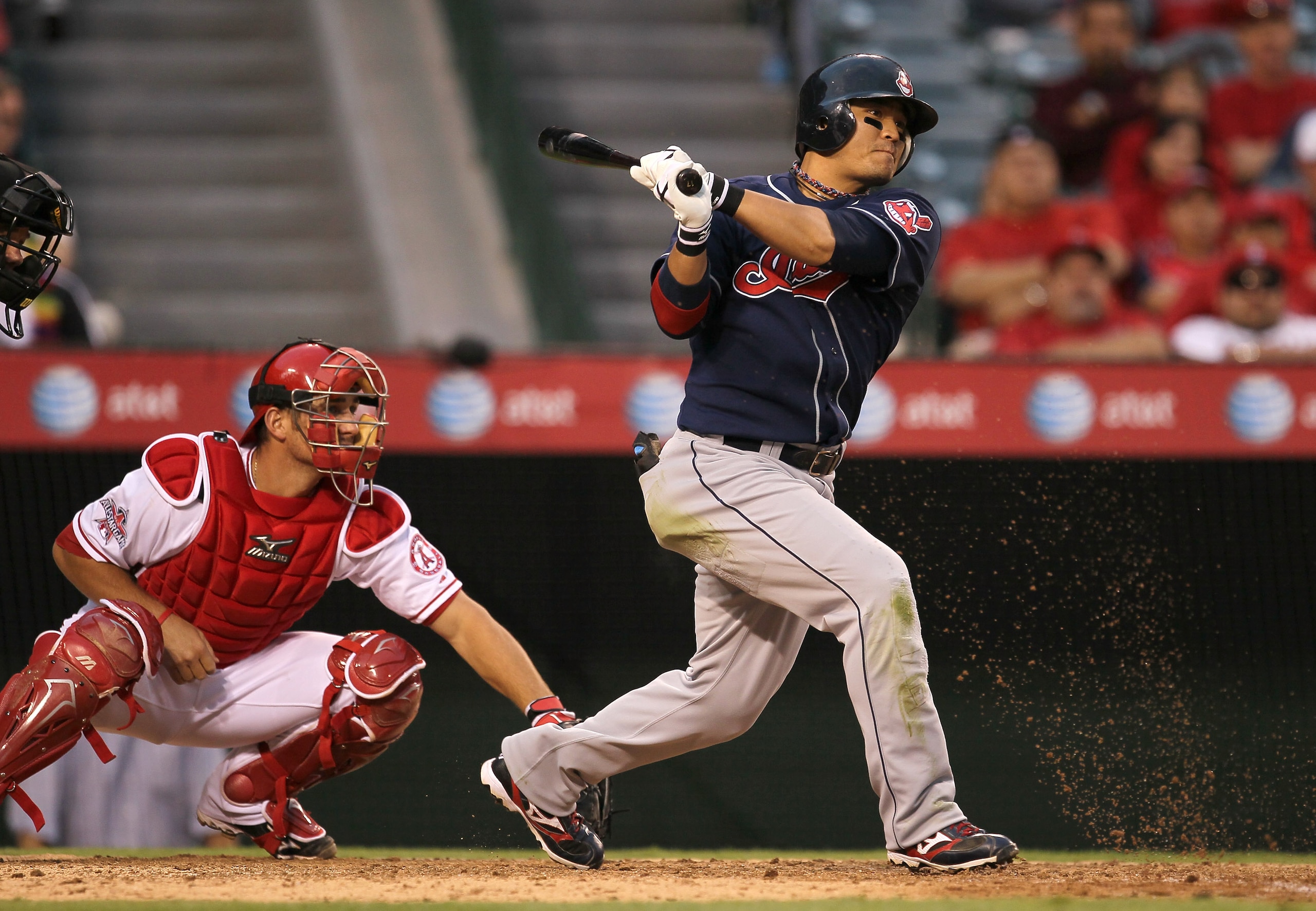 ANAHEIM, CA - SEPTEMBER 08: Shin-Soo Choo #17 of the Cleveland Indian bats against the Los Angeles Angels of Anaheim on September 8, 2010 at Angel Stadium in Anaheim, California. The Angels won 4-3 in 16 innings. (Photo by Stephen Dunn/Getty Images) ANAHEIM, CA - SEPTEMBER 08: Shin-Soo Choo #17 of the Cleveland Indian bats against the Los Angeles Angels of Anaheim on September 8, 2010 at Angel Stadium in Anaheim, California. The Angels won 4-3 in 16 innings. (Photo by Stephen Dunn/Getty Images)