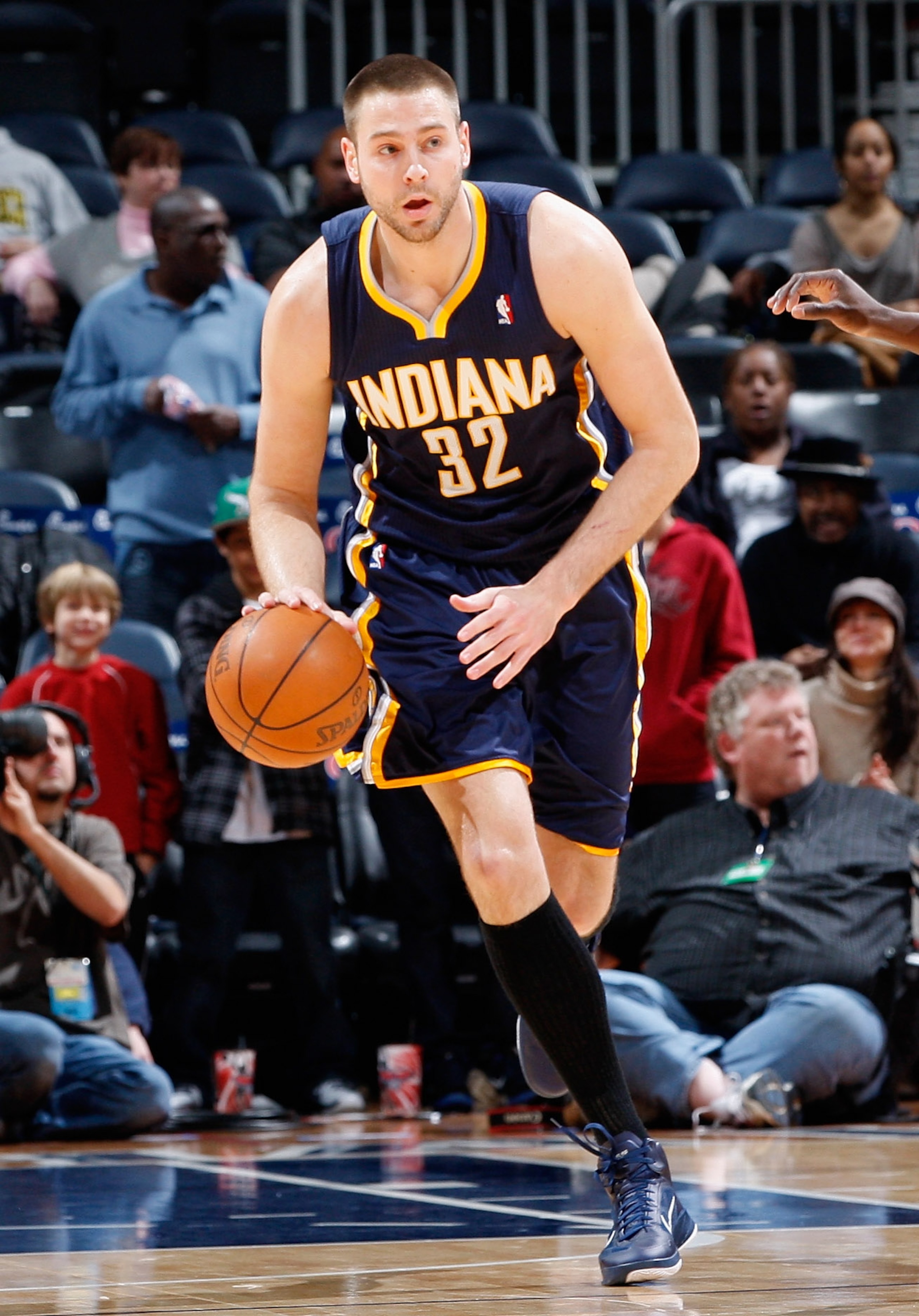 ATLANTA, GA - DECEMBER 11: Josh McRoberts #32 of the Indiana Pacers against the Atlanta Hawks at Philips Arena on December 11, 2010 in Atlanta, Georgia. NOTE TO USER: User expressly acknowledges and agrees that, by downloading and/or using this Photogra ATLANTA, GA - DECEMBER 11: Josh McRoberts #32 of the Indiana Pacers against the Atlanta Hawks at Philips Arena on December 11, 2010 in Atlanta, Georgia. NOTE TO USER: User expressly acknowledges and agrees that, by downloading and/or using this Photogra