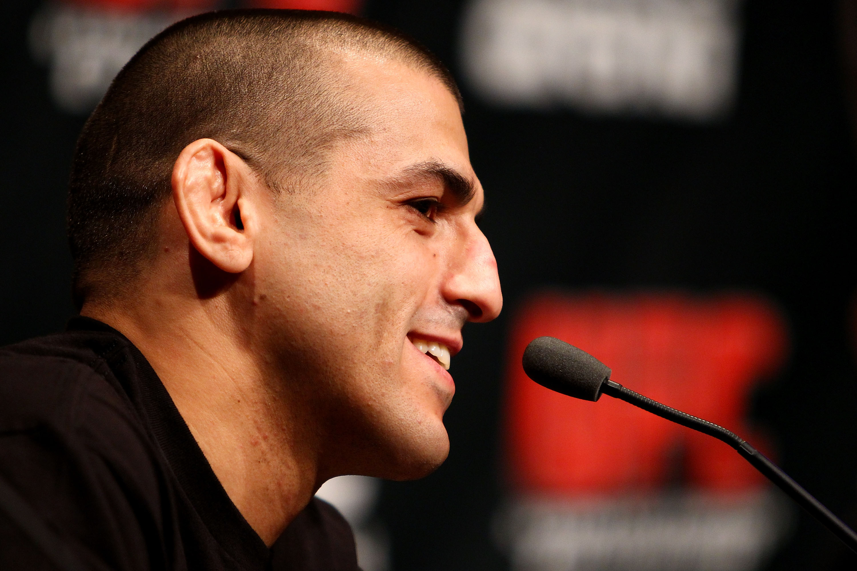 SYDNEY, AUSTRALIA - DECEMBER 14:  George Sotiropoulos speaks to the media during a UFC 127 Press Conference at Star City on December 14, 2010 in Sydney, Australia.  (Photo by Mark Nolan/Getty Images)